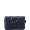Chanel Navy Grained Calfskin Coin Purse/Coin Case (Pre-Owned)