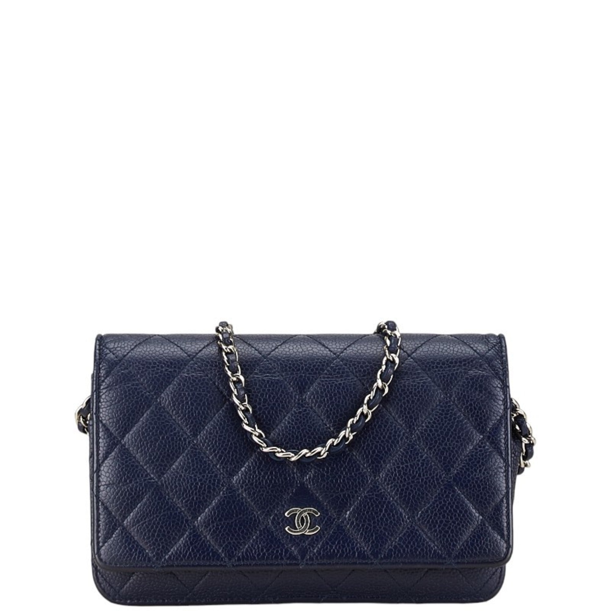Chanel Navy Grained Calfskin Coin Purse/Coin Case (Pre-Owned)