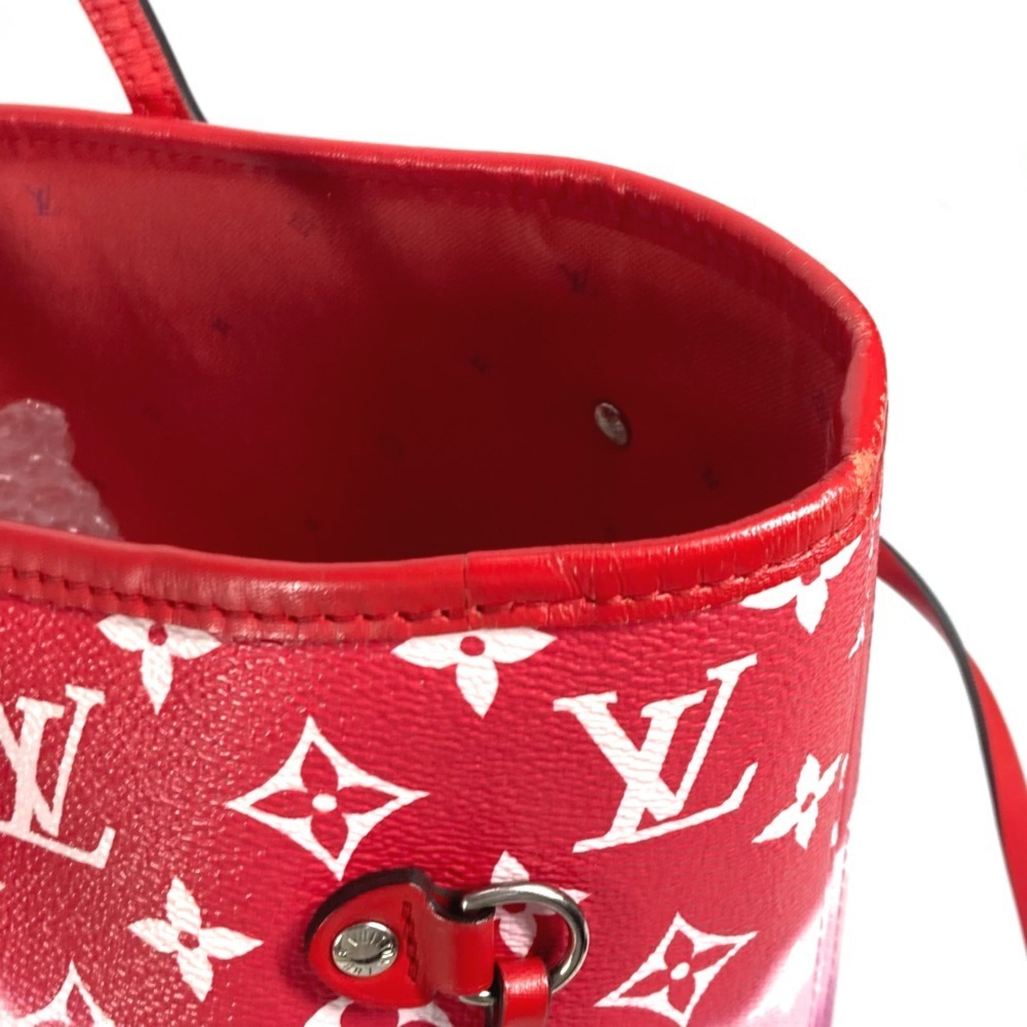 Louis Vuitton Pink Red Color Canvas Shoulder Bag Tote Bag (Pre-Owned)
