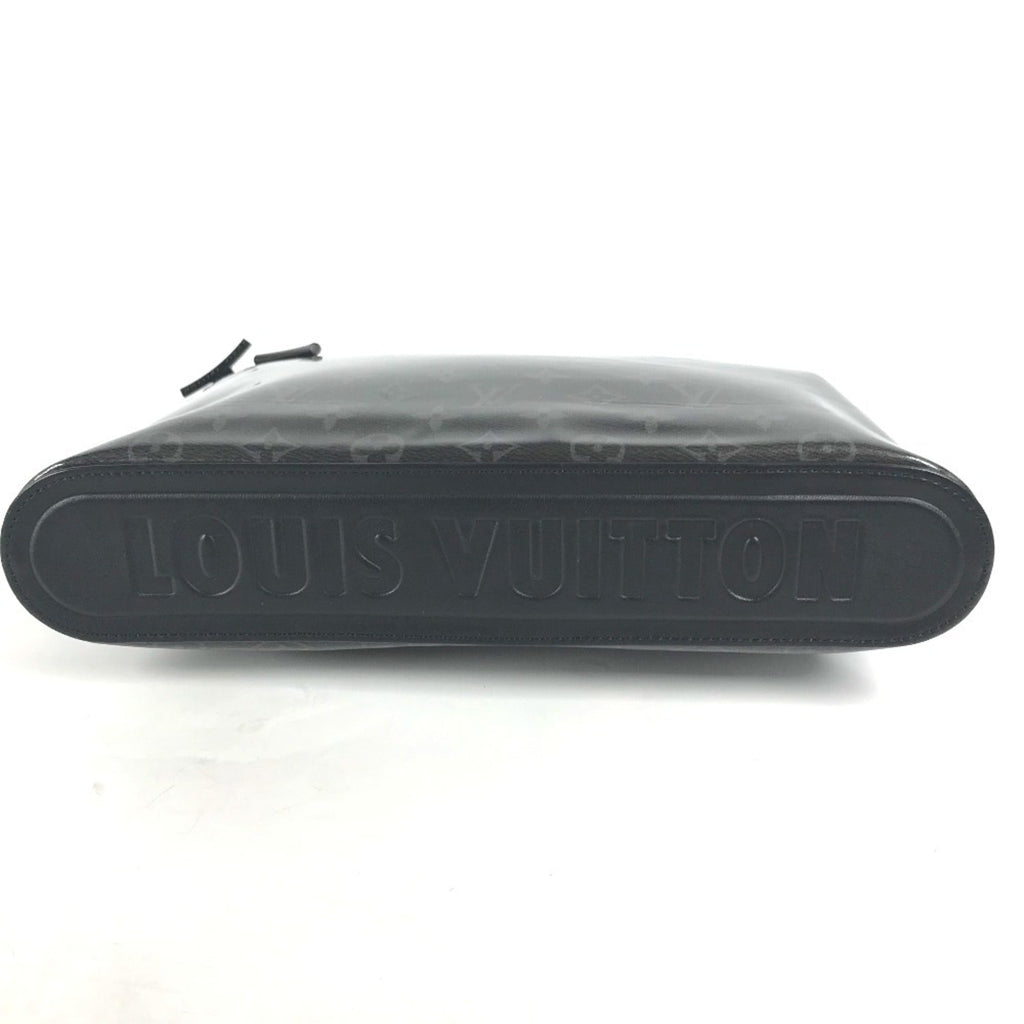 Louis Vuitton Black Vinyl Leather Clutch Bag Pochette Pouch (Pre-Owned)