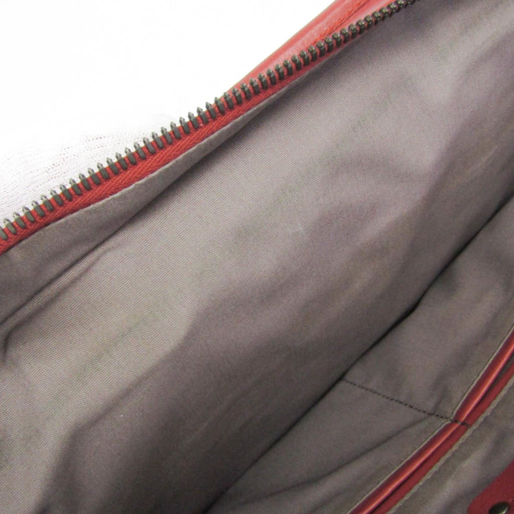 Bottega Veneta Soft Slim Briefcase Intrecciato Nappa Red Leather Briefcase Bag (Pre-Owned)