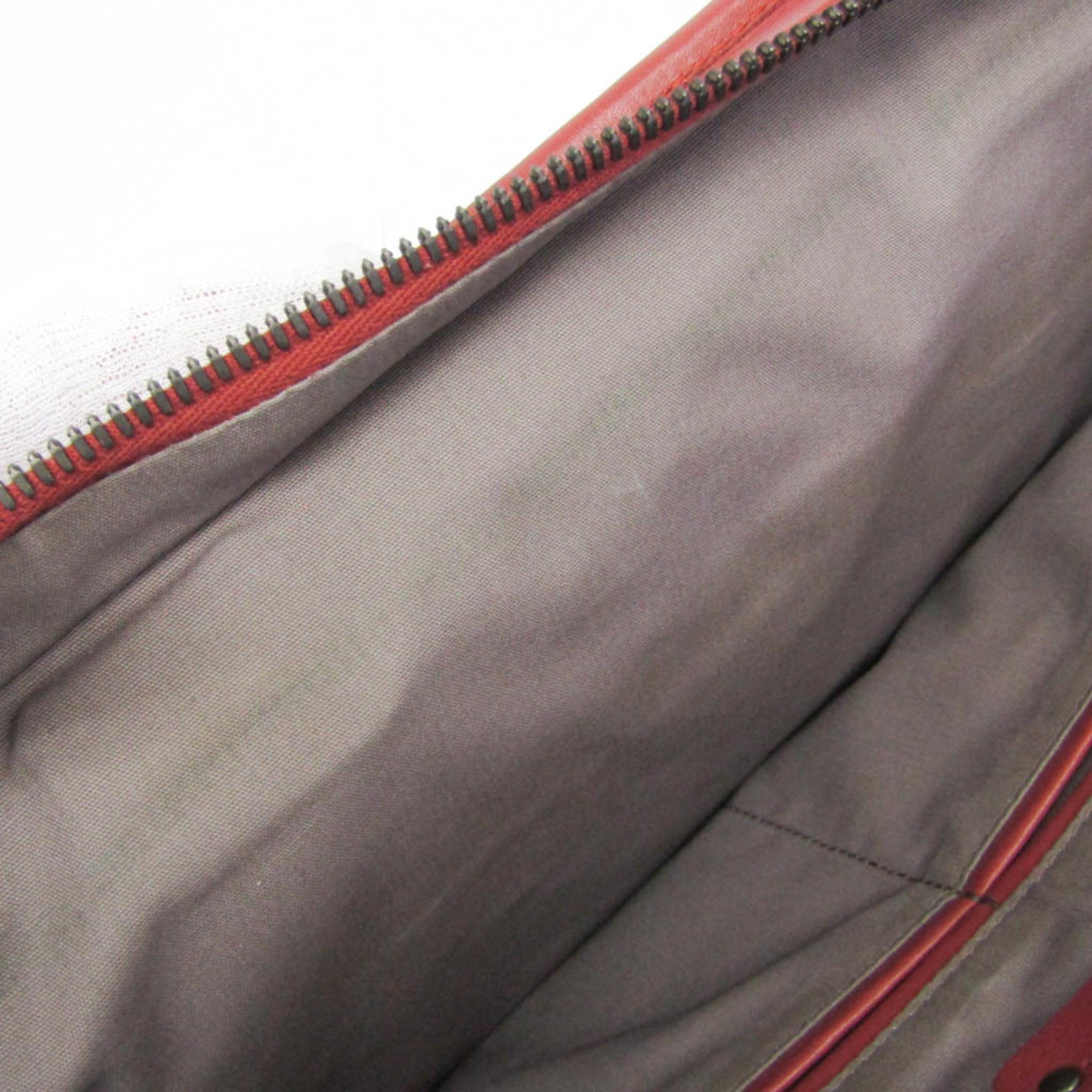 Bottega Veneta Soft Slim Briefcase Intrecciato Nappa Red Leather Briefcase Bag (Pre-Owned)
