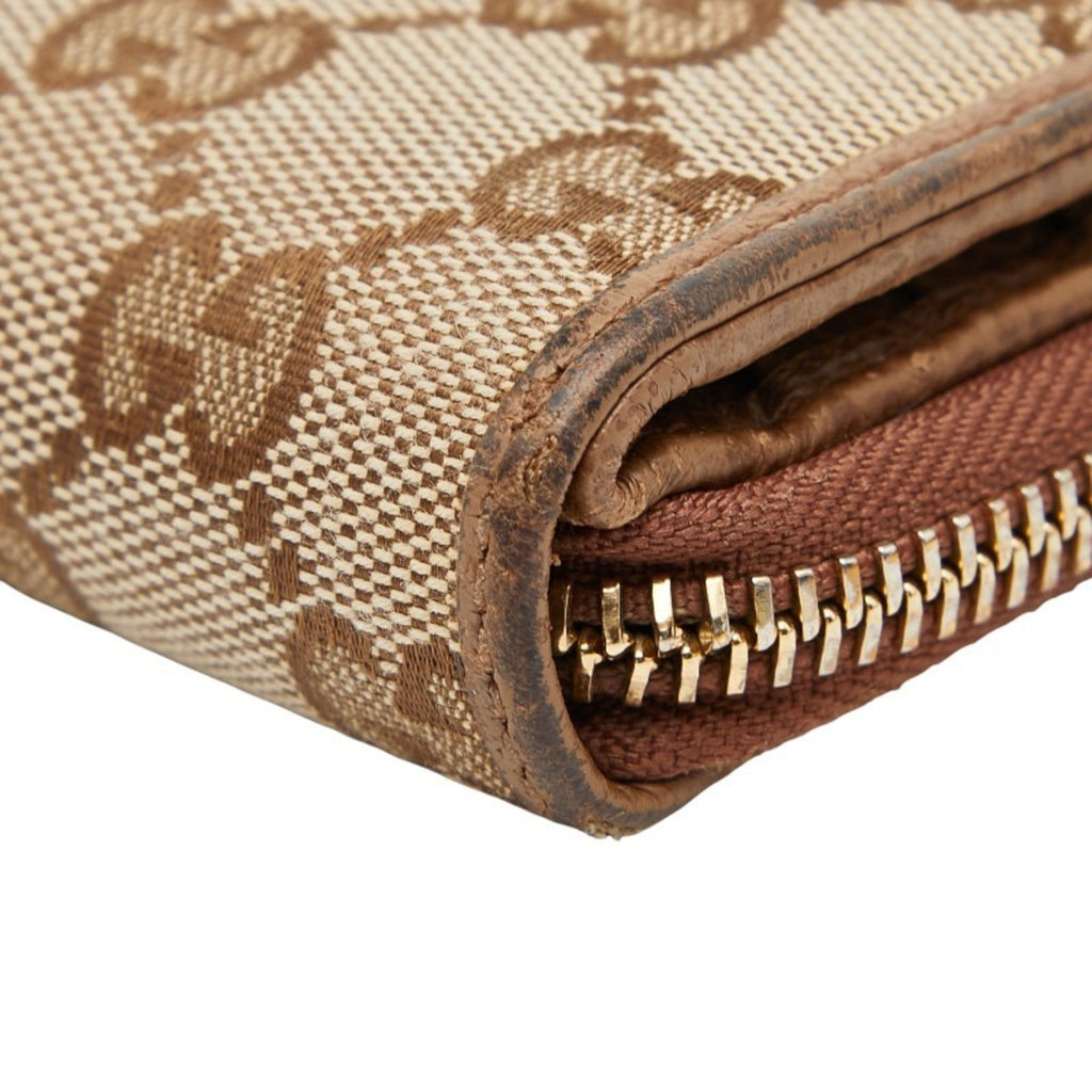 Gucci Beige Brown Canvas Leather Wallet (Bi-Fold) (Pre-Owned)