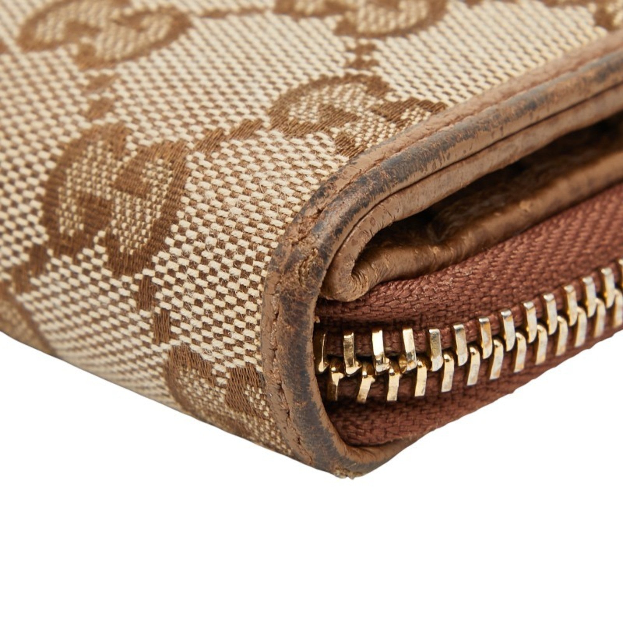 Gucci Beige Brown Canvas Leather Wallet (Bi-Fold) (Pre-Owned)