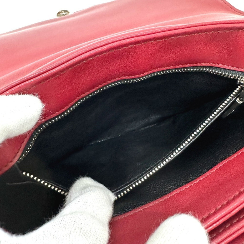 Prada Red Color Leather Shoulder Bag (Pre-Owned)