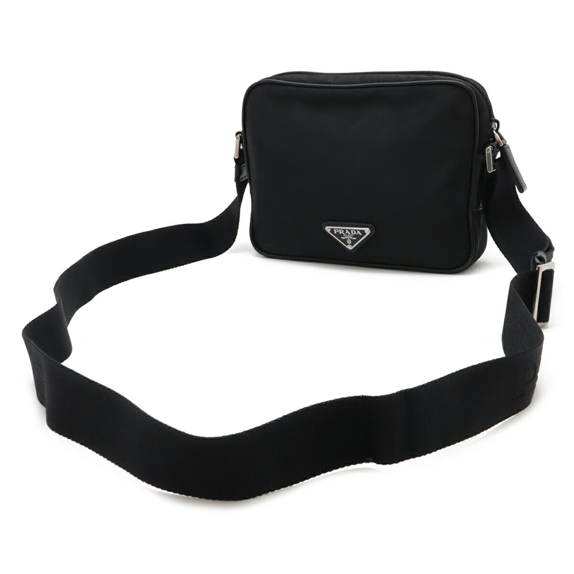 Prada Black Nero Nylon Leather Shoulder Bag (Pre-Owned)
