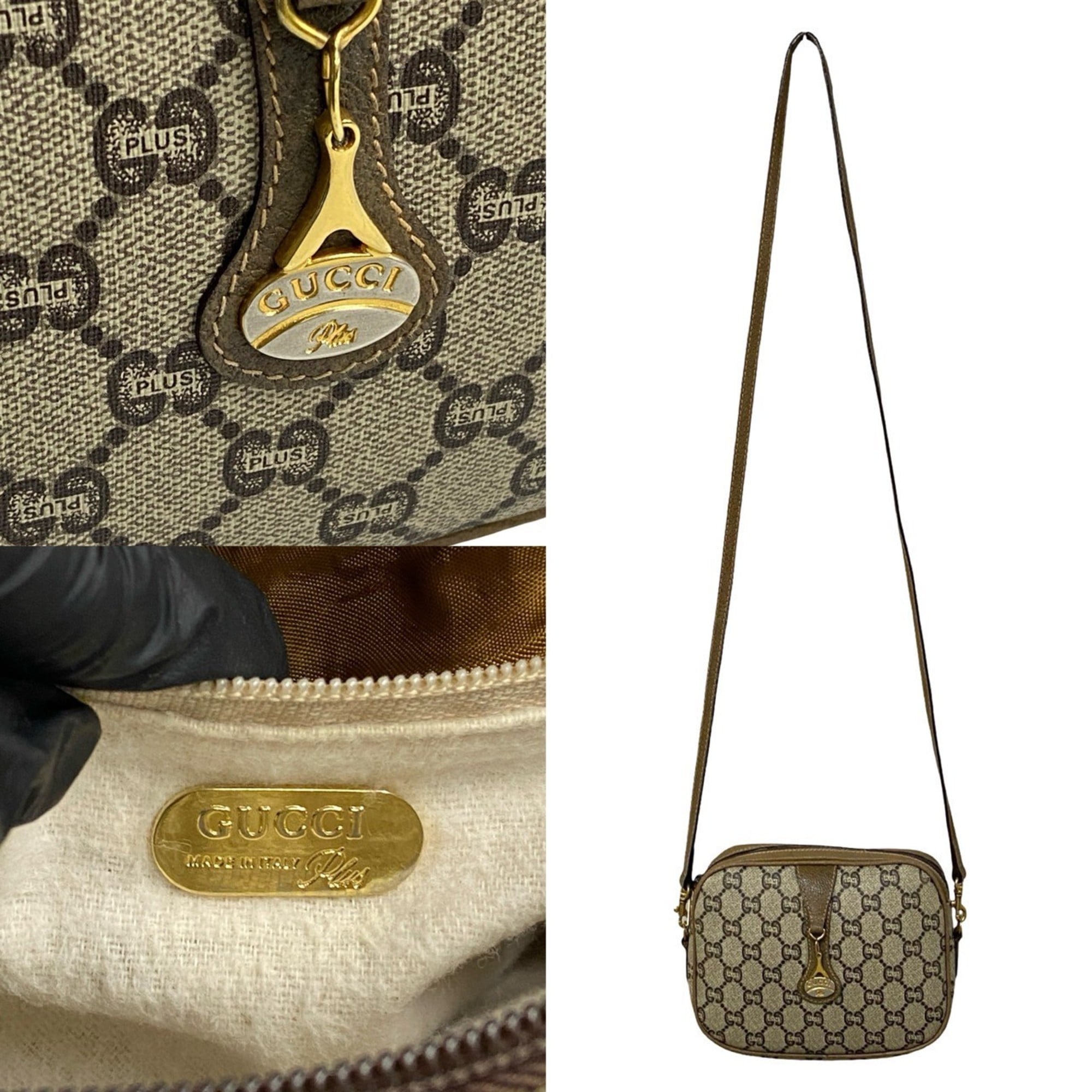 Gucci Brown Leather Pvc Pochette Shoulder Bag (Pre-Owned)