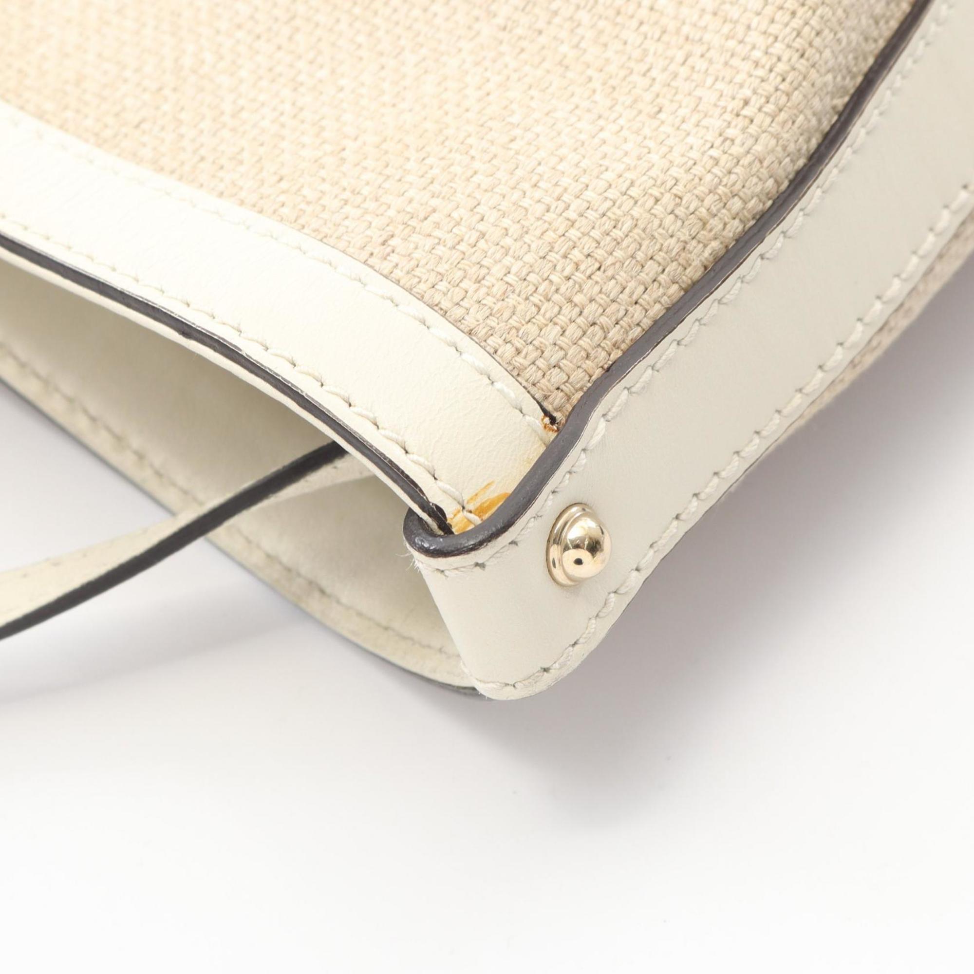 Gucci Beige Canvas Leather Tote Bag (Pre-Owned)