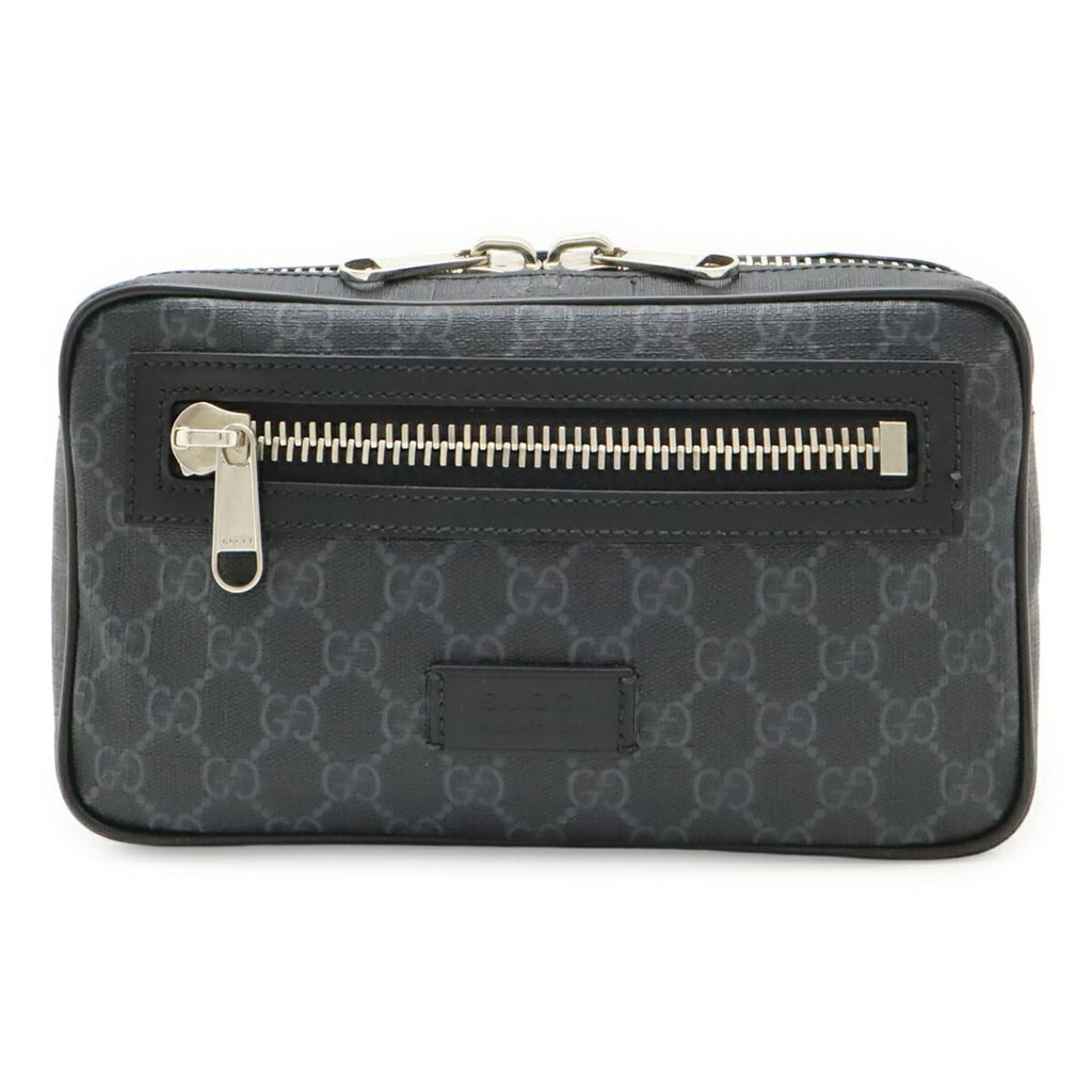 Gucci Black Dark Gray Navy Red Color Pvc Leather Fanny Pack (Pre-Owned)