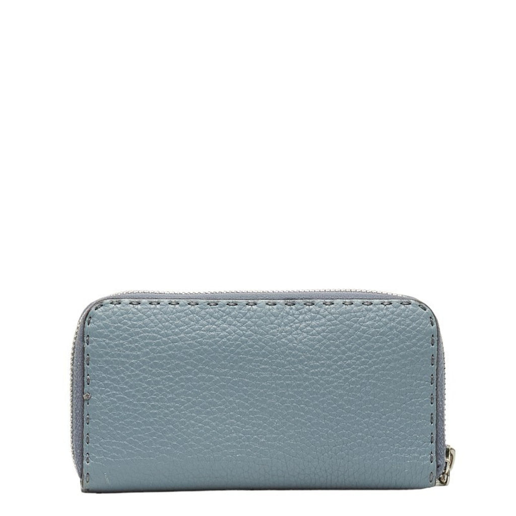 Fendi Blue Gray Leather Long Wallet (Bi-Fold) (Pre-Owned)