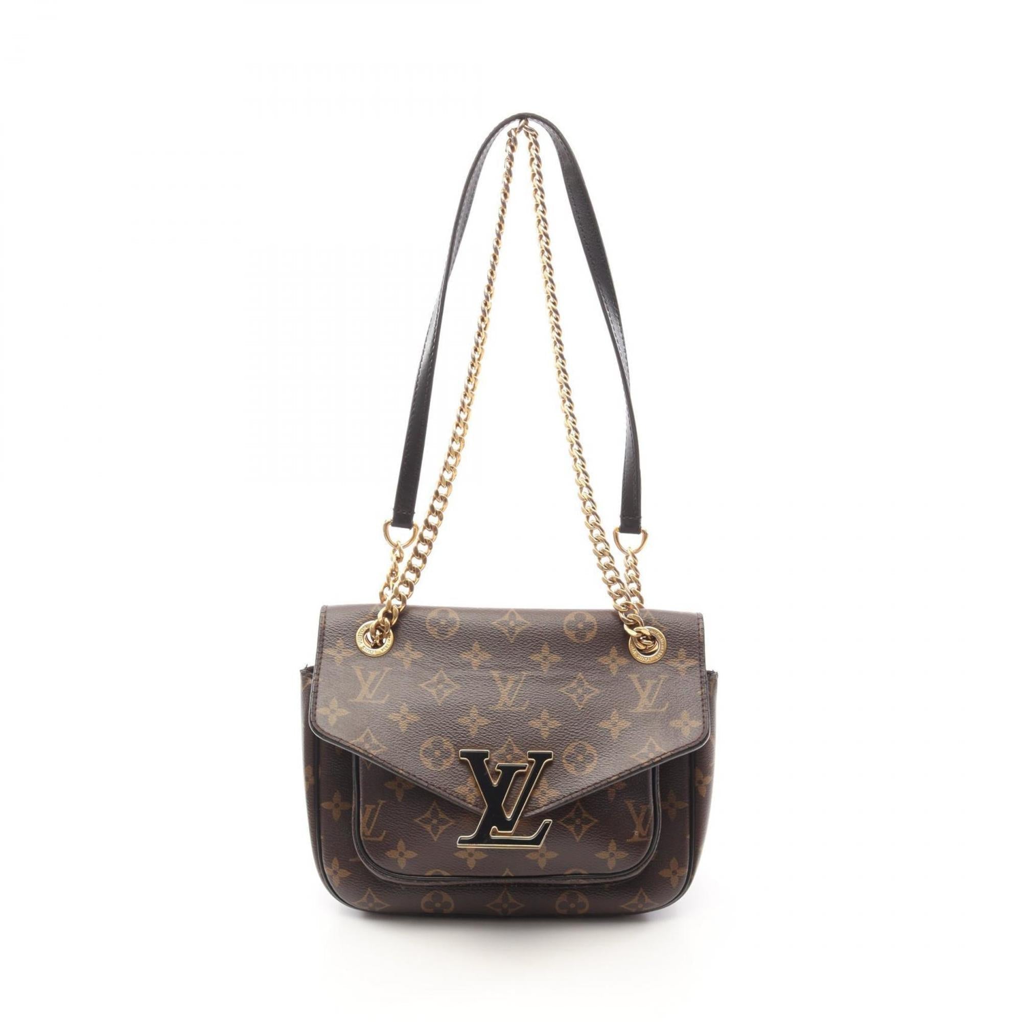 Louis Vuitton Black Brown Coated Canvas Leather Shoulder Bag (Pre-Owned)
