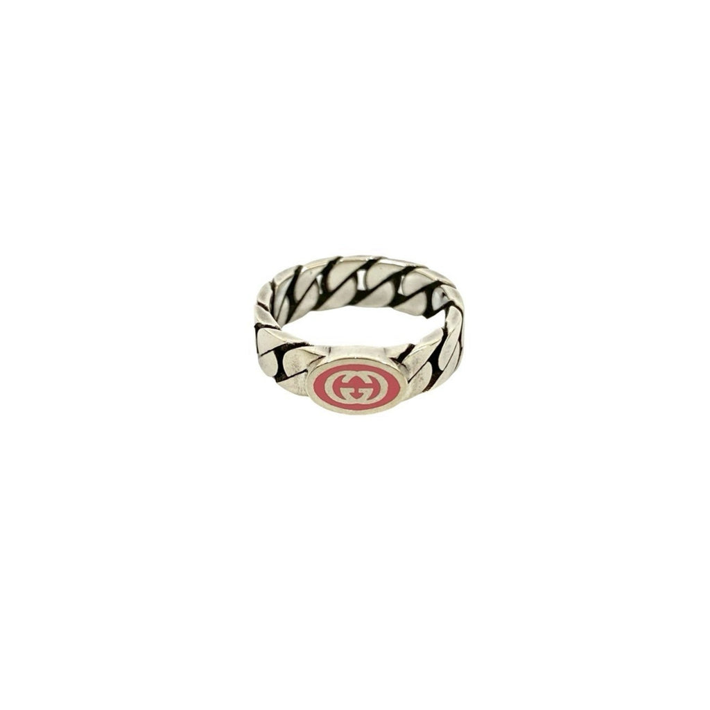 Gucci Silver Pink Silver 925 Band Ring (Pre-Owned)