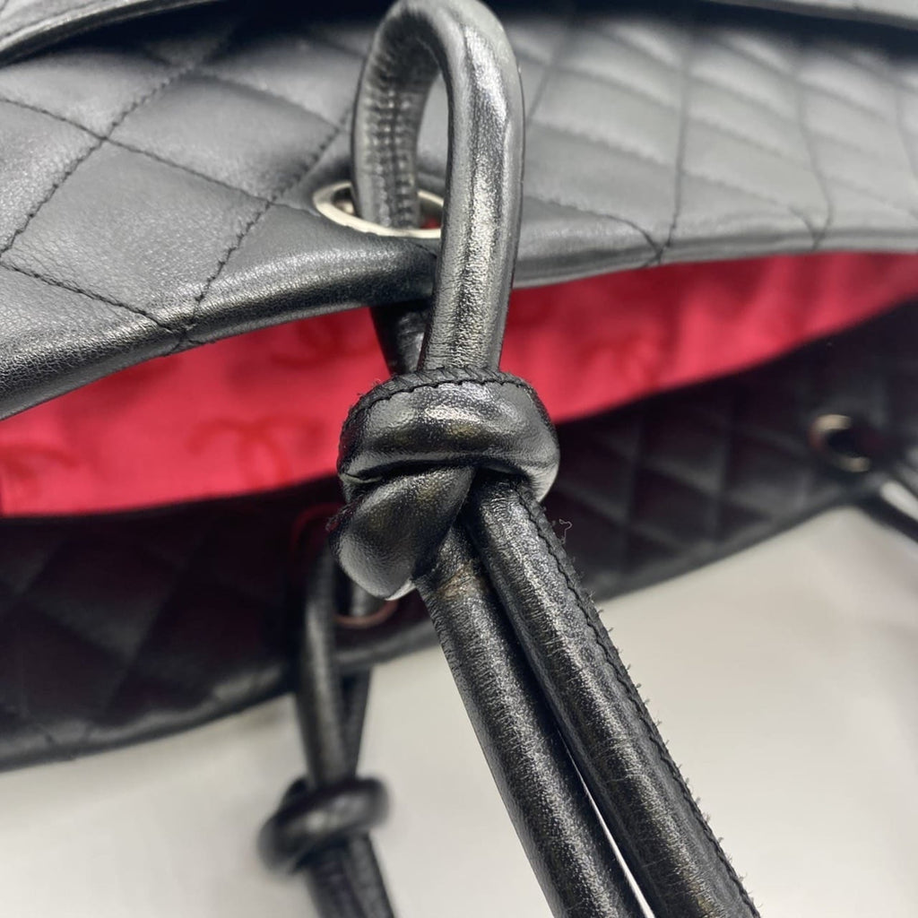 Chanel Black Leather Handbag Shoulder Bag Tote Bag (Pre-Owned)