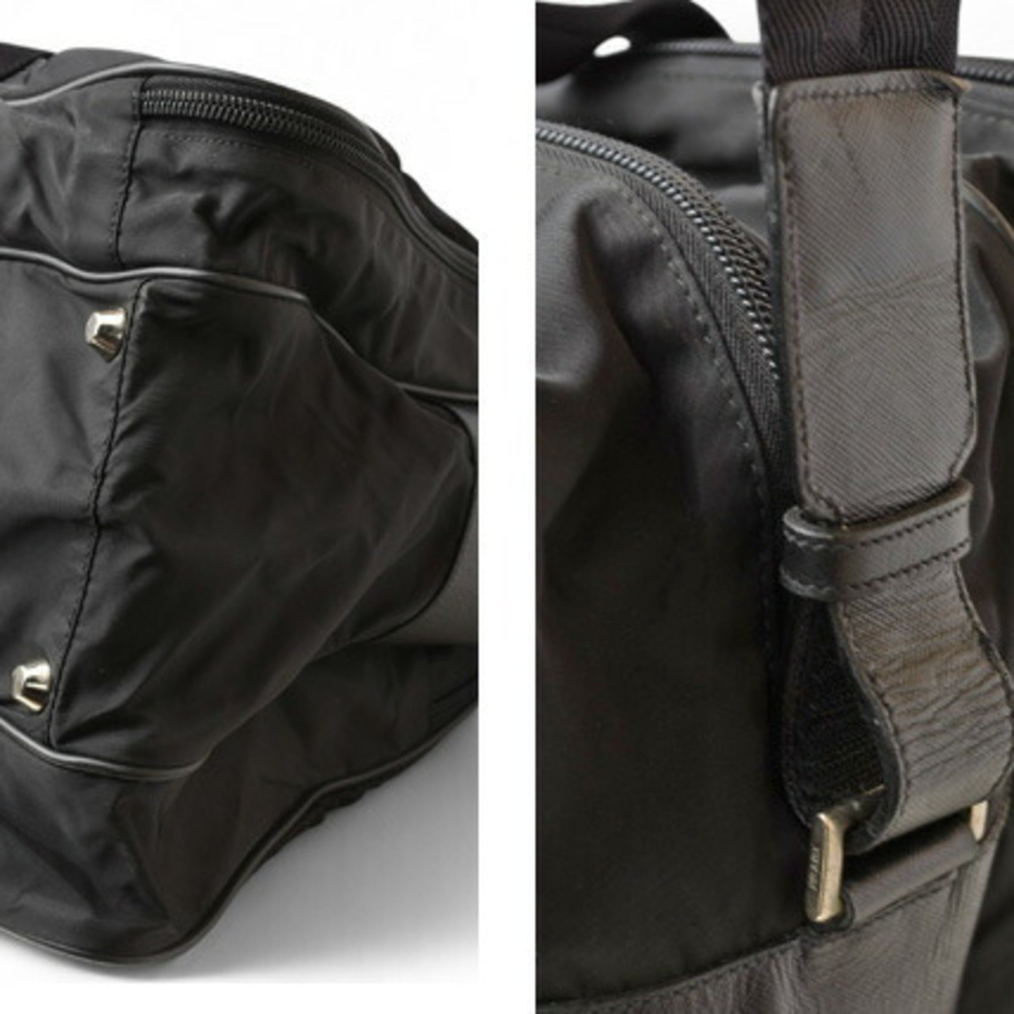 Prada Black Nero Nylon Boston Bag Shoulder Bag (Pre-Owned)