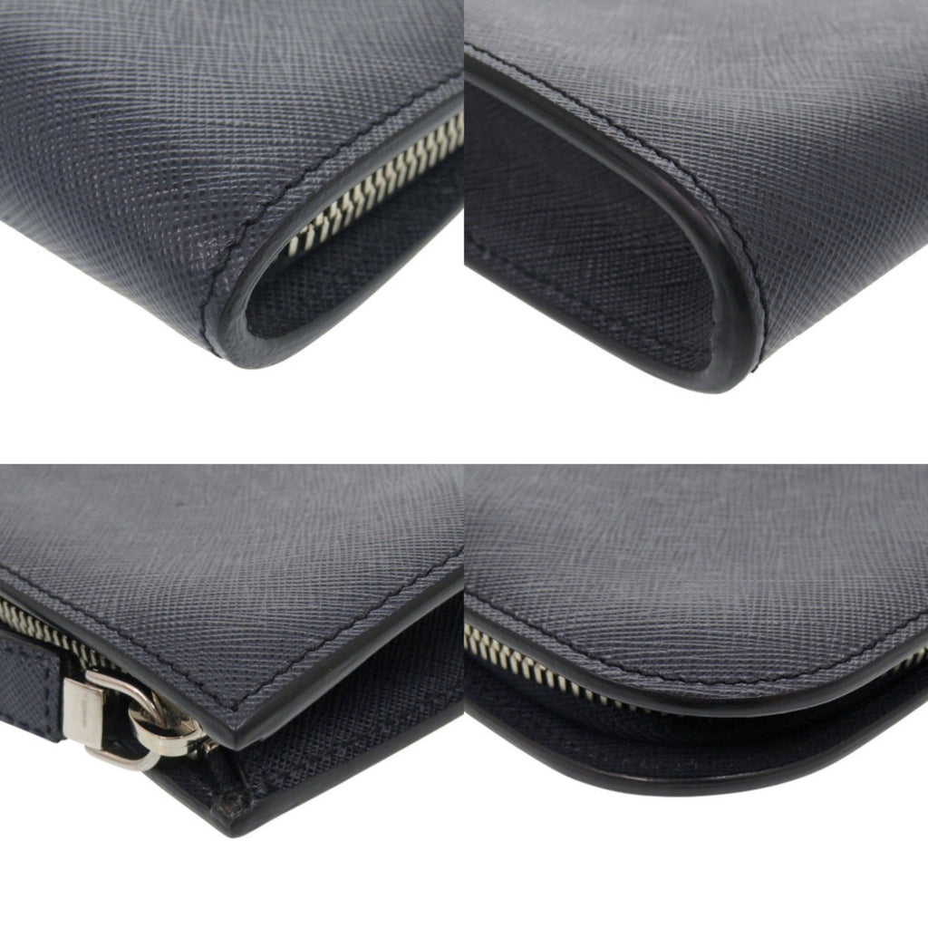 Prada Navy Leather Clutch Bag (Pre-Owned)