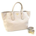 Prada Grayish Leather Handbag Shoulder Bag Tote Bag (Pre-Owned)
