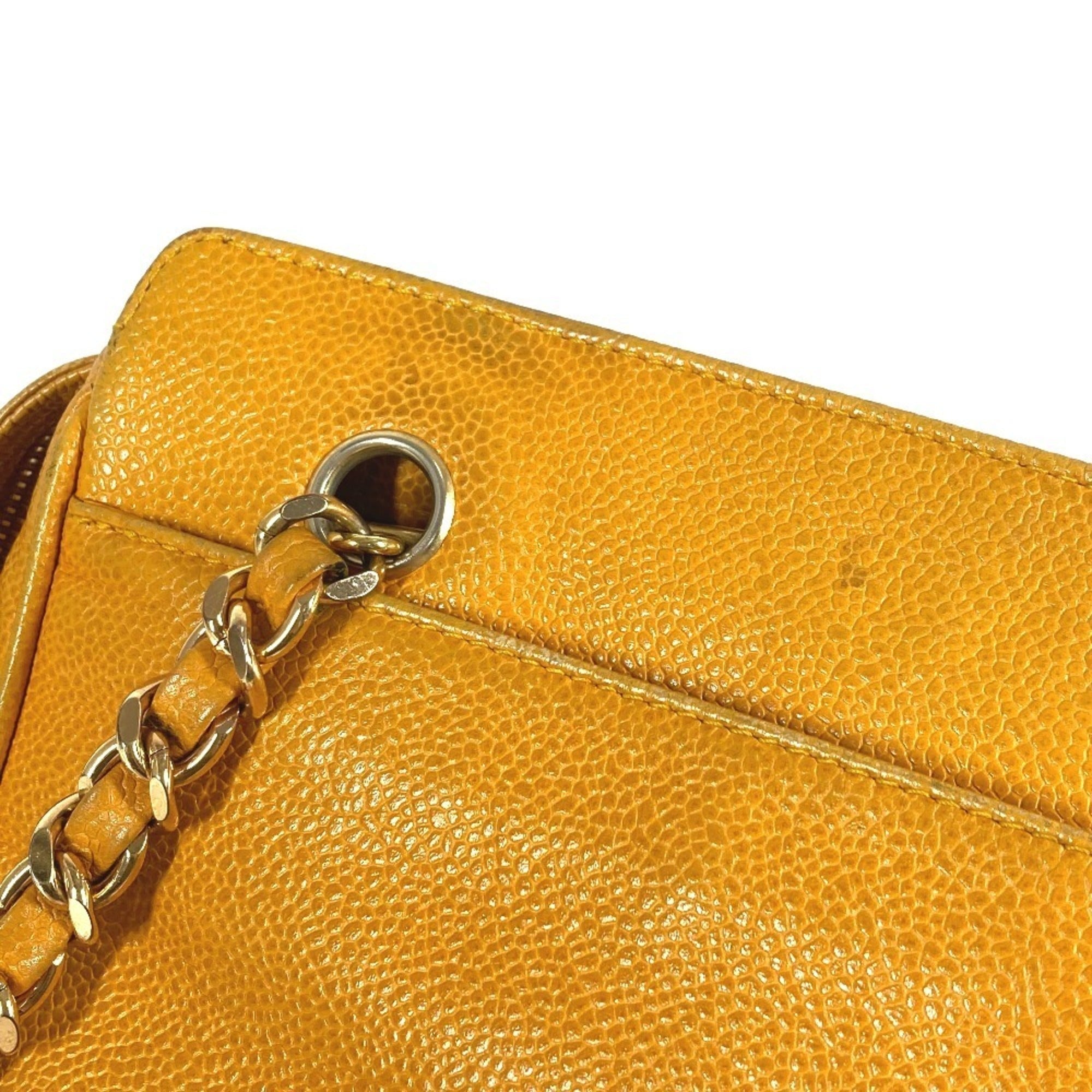 Chanel Yellow Grained Calfskin Shoulder Bag Tote Bag (Pre-Owned)
