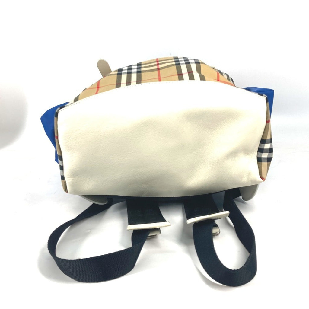 Burberry Beige Blue Orange Leather Canvas Backpack (Pre-Owned)