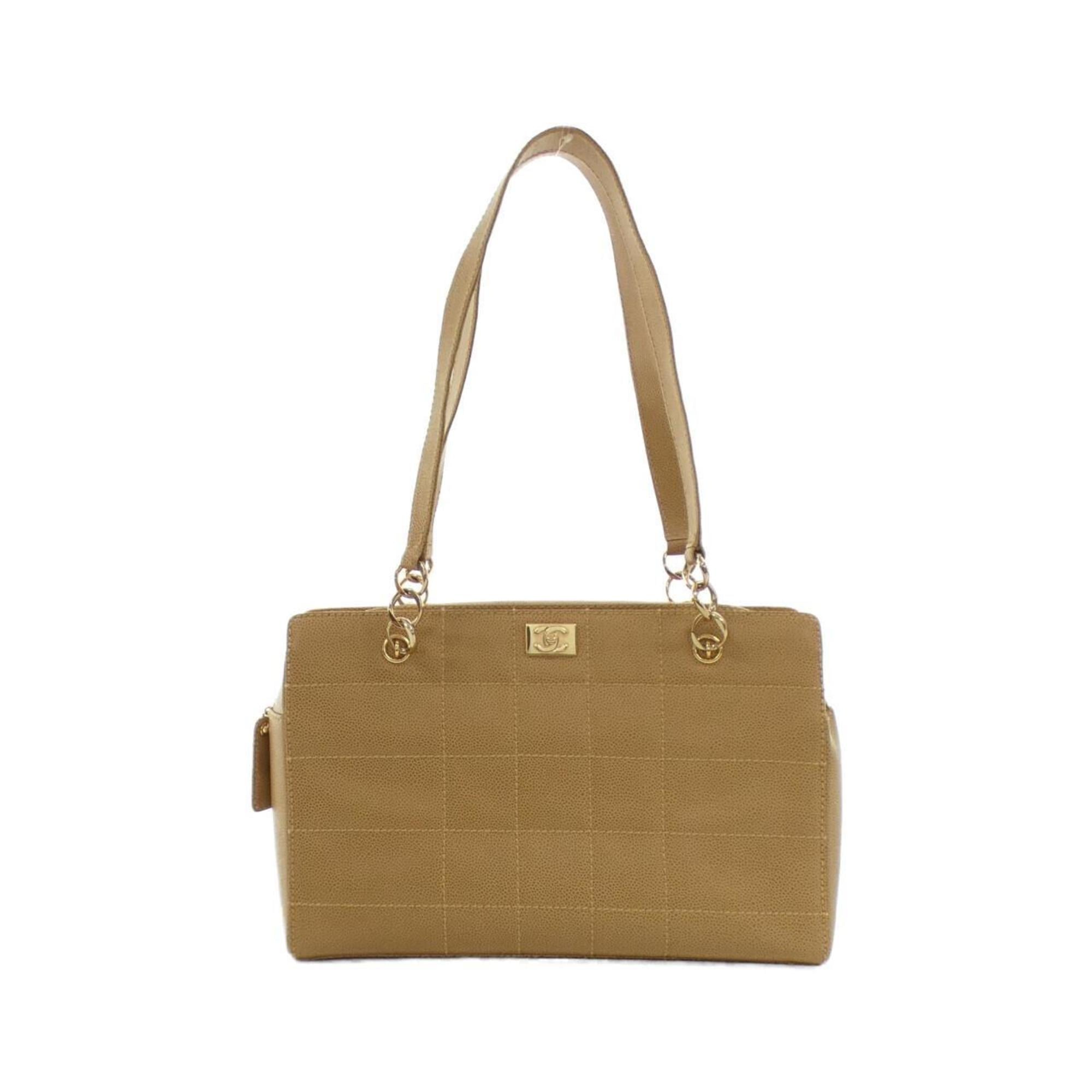 Chanel Beige Grained Calfskin Shoulder Bag (Pre-Owned)