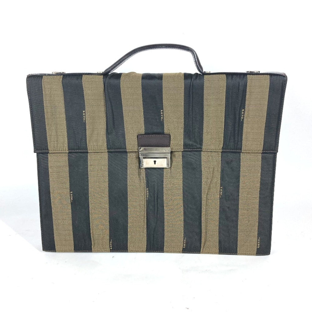 Fendi Black Brown Nylon Leather Briefcase Handbag Tote Bag (Pre-Owned)