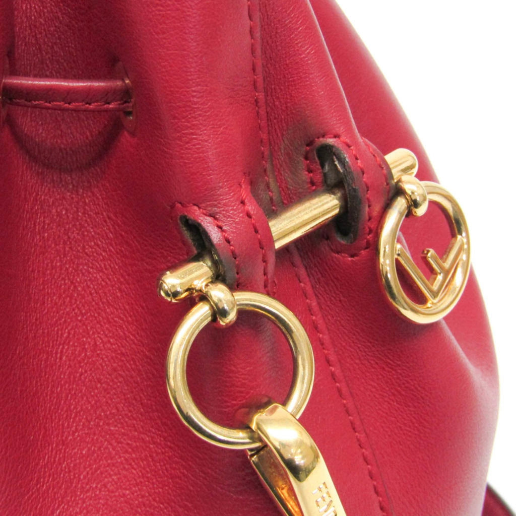 Fendi Red Color Leather Shoulder Bag (Pre-Owned)