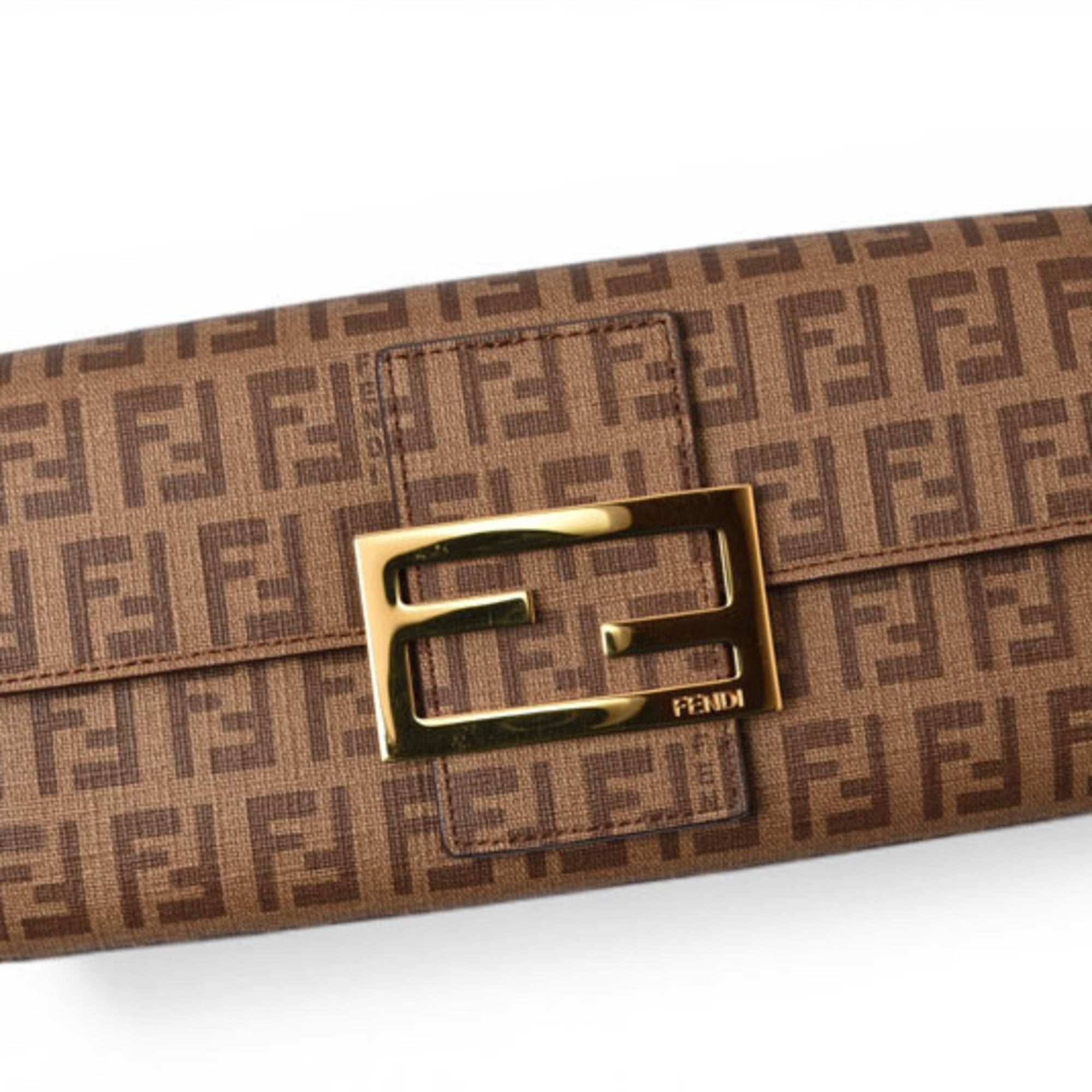 Fendi Zucca Beige Brown Zucca Long Wallet (Bi-Fold) (Pre-Owned)