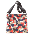Prada Beige Navy Red Color Canvas Shoulder Bag (Pre-Owned)