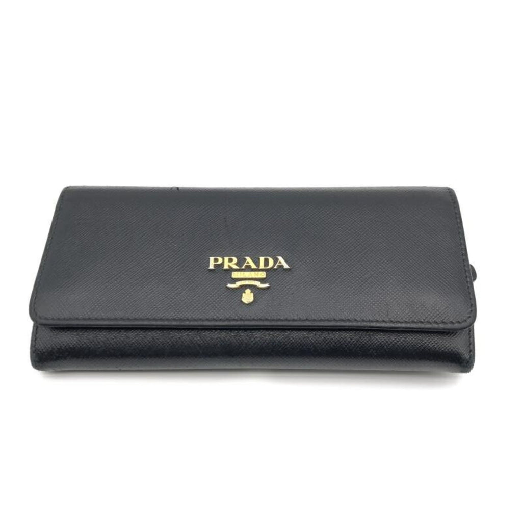 Prada Black Saffiano Long Wallet (Bi-Fold) (Pre-Owned)