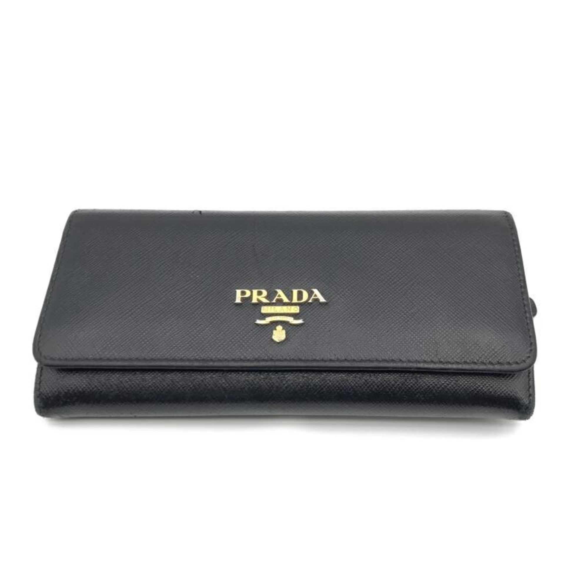 Prada Black Saffiano Long Wallet (Bi-Fold) (Pre-Owned)