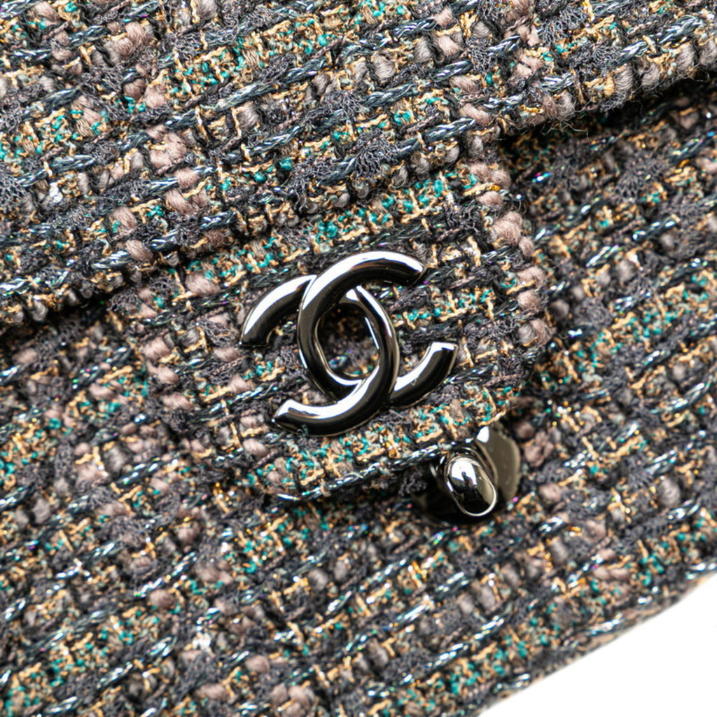 Chanel Gray Tweed Leather Shoulder Bag (Pre-Owned)