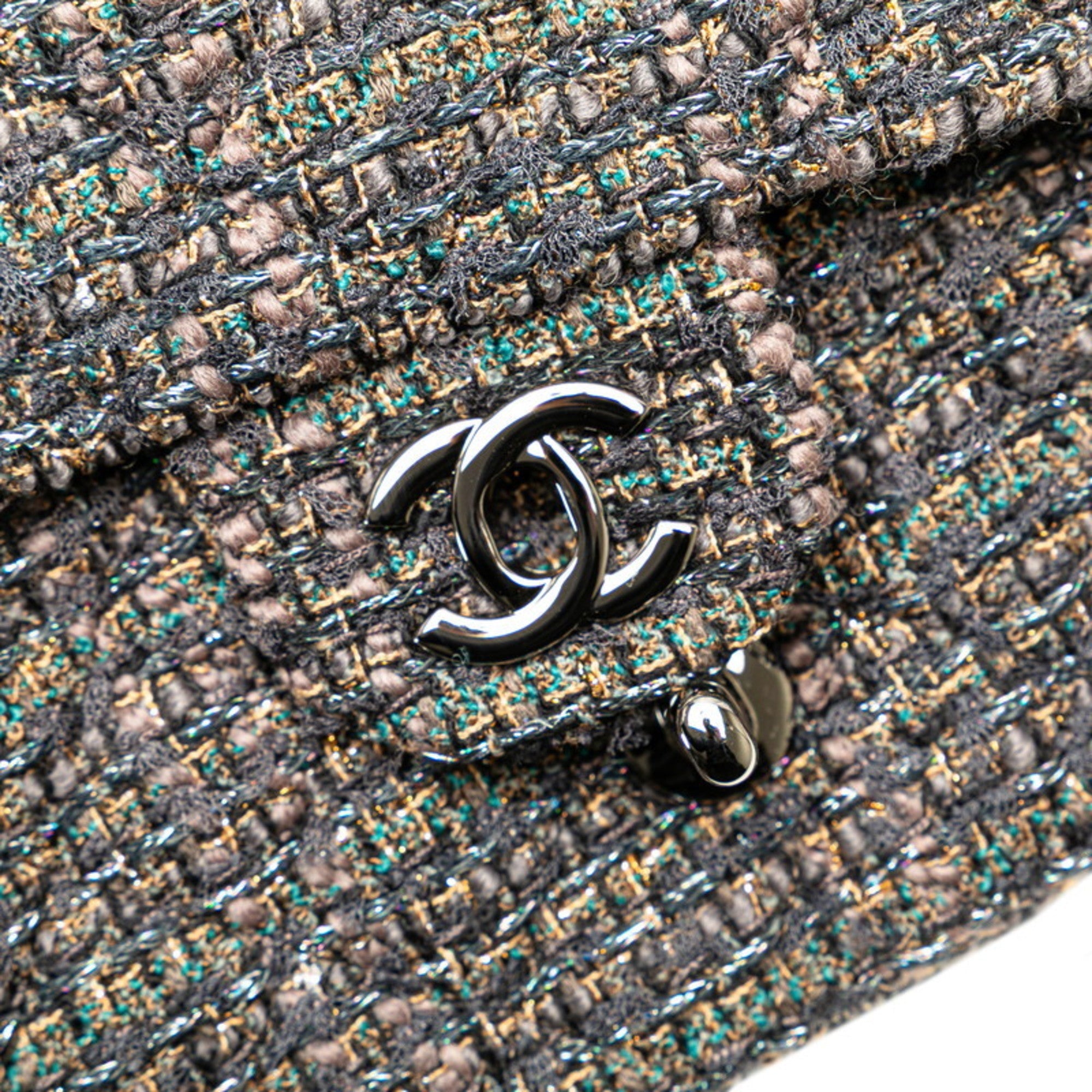 Chanel Gray Tweed Leather Shoulder Bag (Pre-Owned)