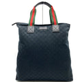 Gucci Sherry Line Black Gg Canvas Handbag (Pre-Owned)
