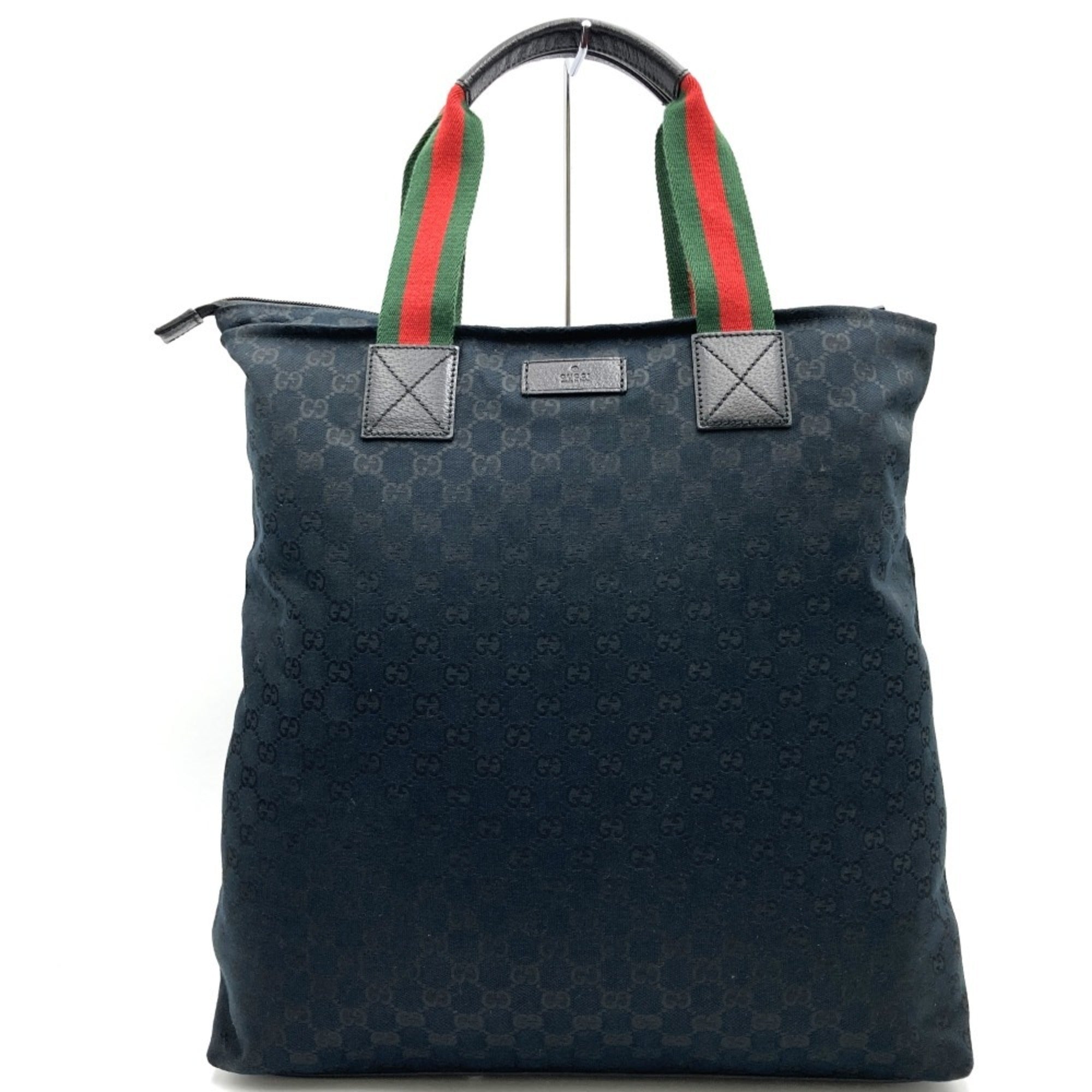 Gucci Sherry Line Black Gg Canvas Handbag (Pre-Owned)