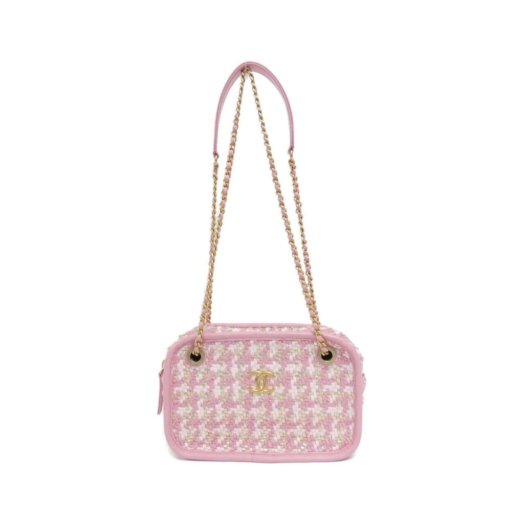 Chanel Gold Pink Viscose Leather Shoulder Bag (Pre-Owned)