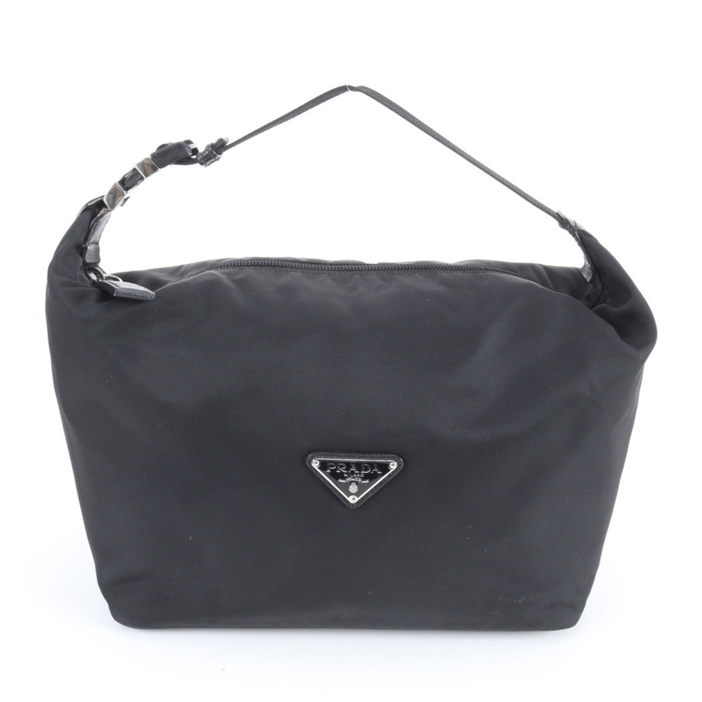 Prada Black Nylon Leather Handbag Pouch Tote Bag (Pre-Owned)