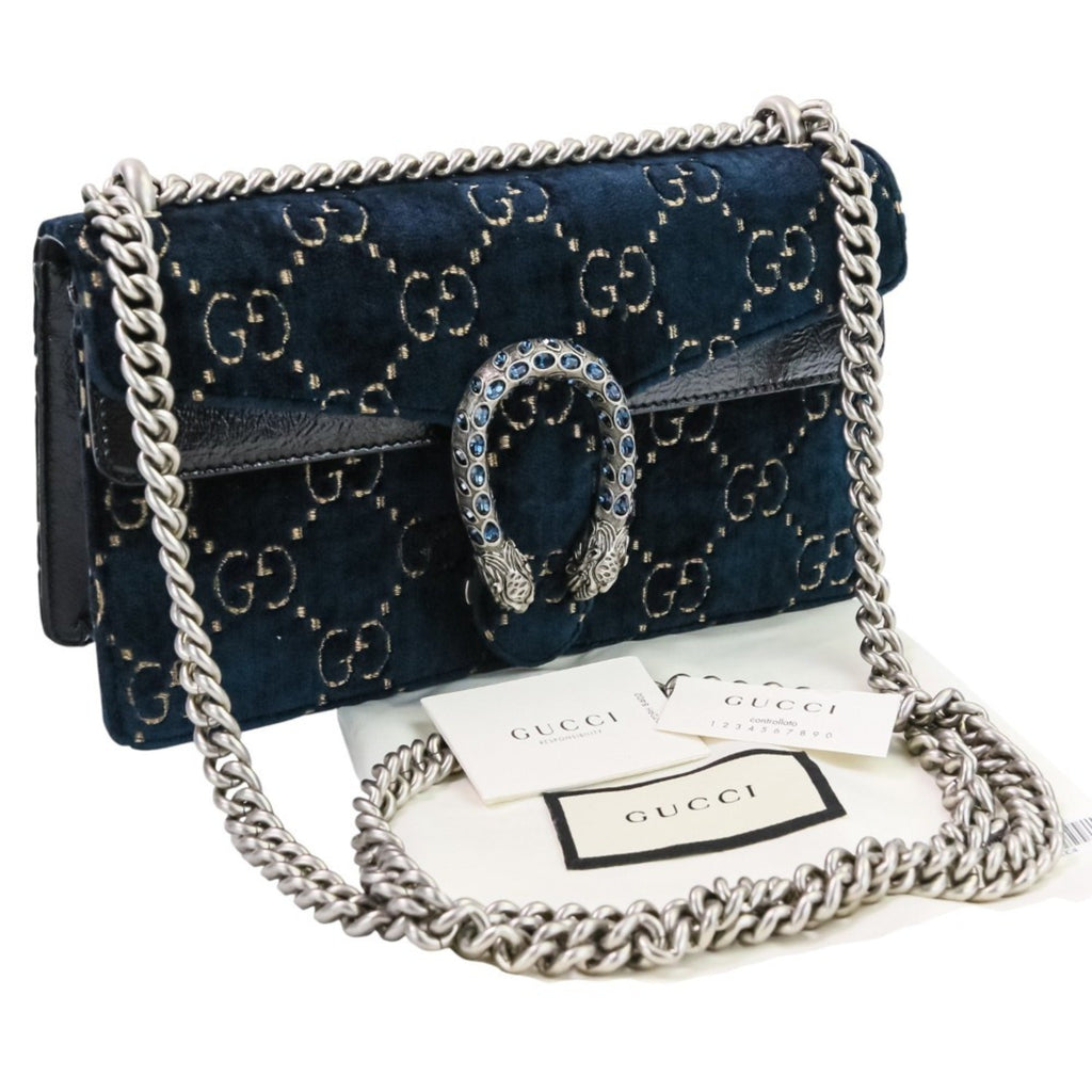 Gucci Navy Velvet Shoulder Bag (Pre-Owned)