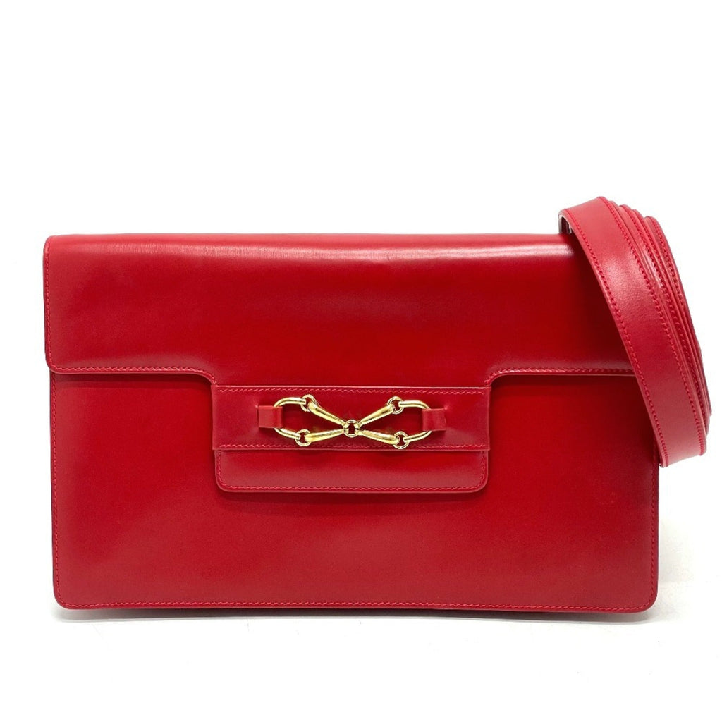 Gucci Red Color Leather Clutch Bag Shoulder Bag (Pre-Owned)