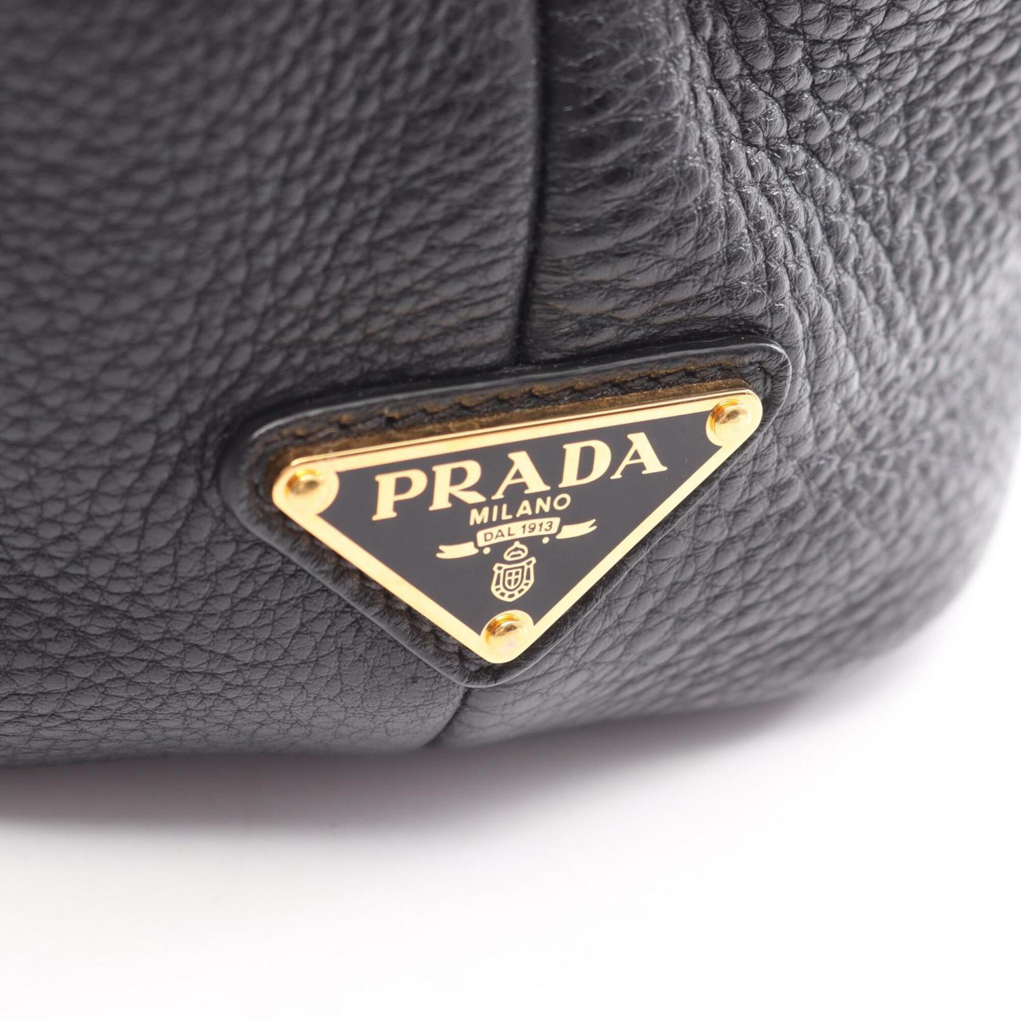 Prada Black Leather Handbag Tote Bag (Pre-Owned)