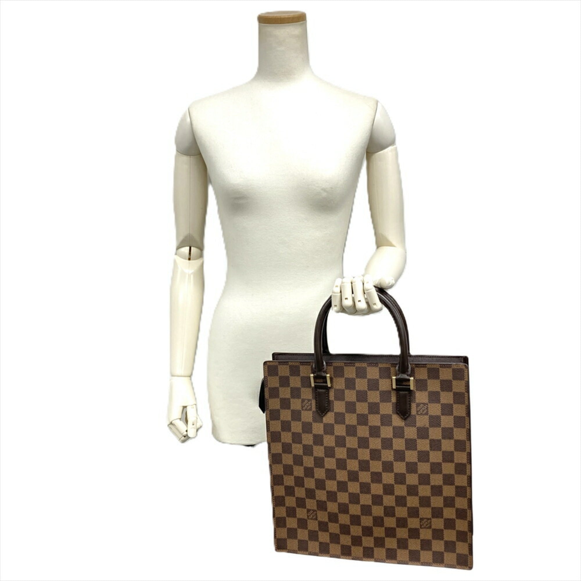 Louis Vuitton Damier Brown Damier Canvas Ebene Leather Handbag (Pre-Owned)