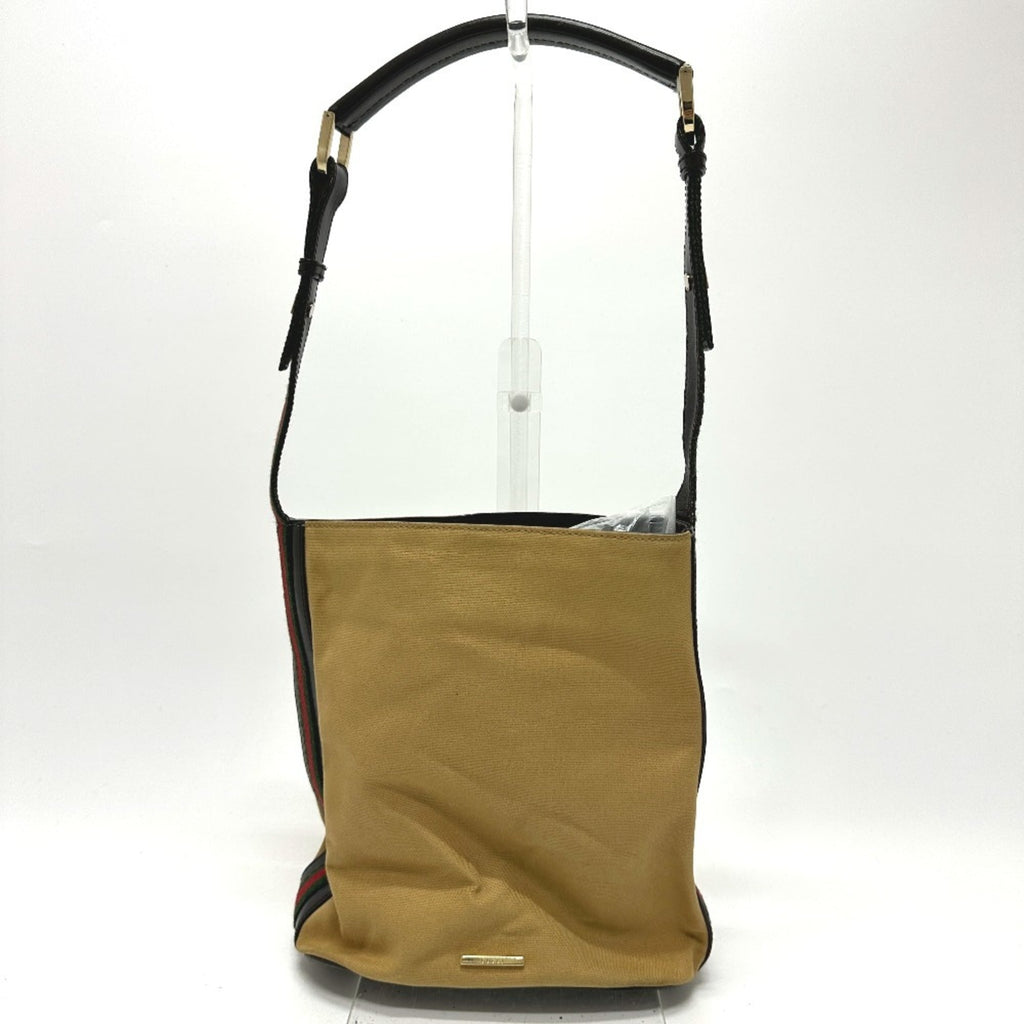 Gucci Beige Leather Canvas Shoulder Bag (Pre-Owned)