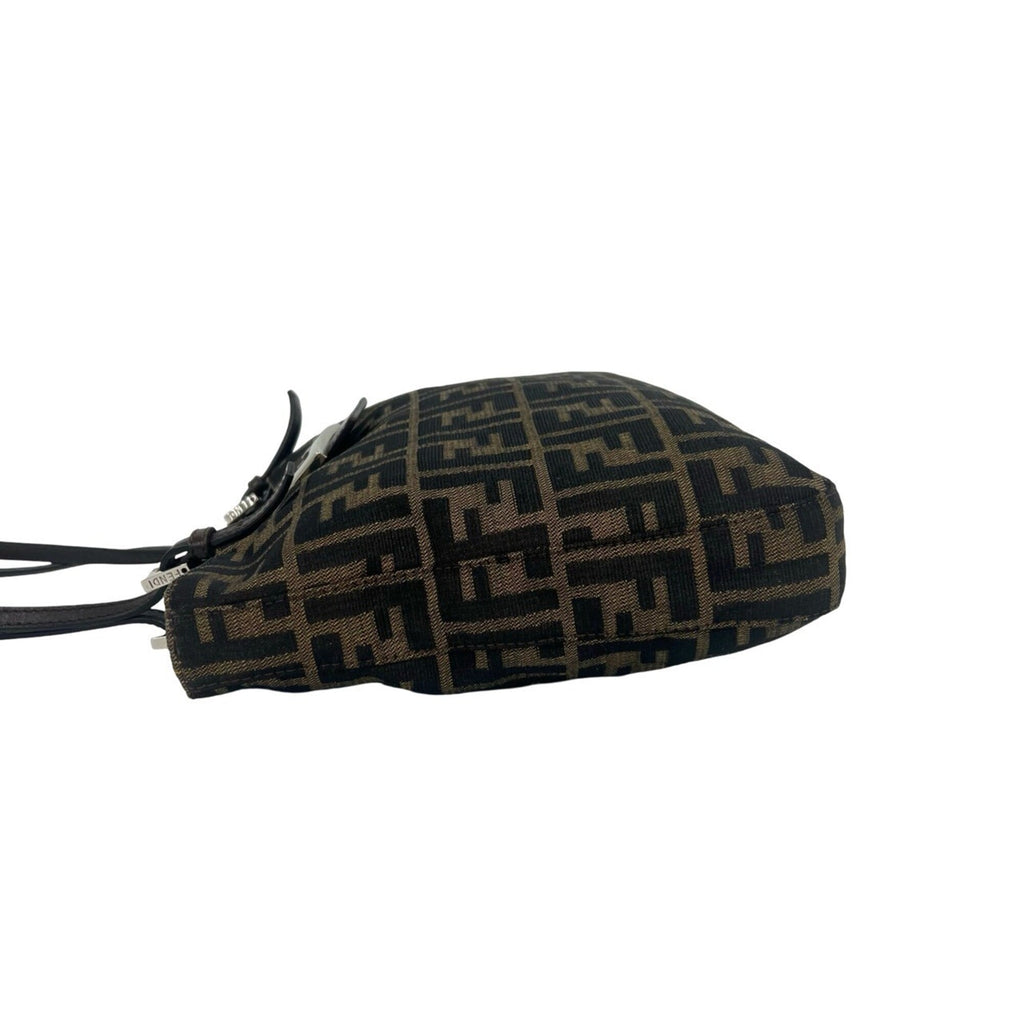 Fendi Black Brown Canvas Leather Shoulder Bag Tote Bag (Pre-Owned)