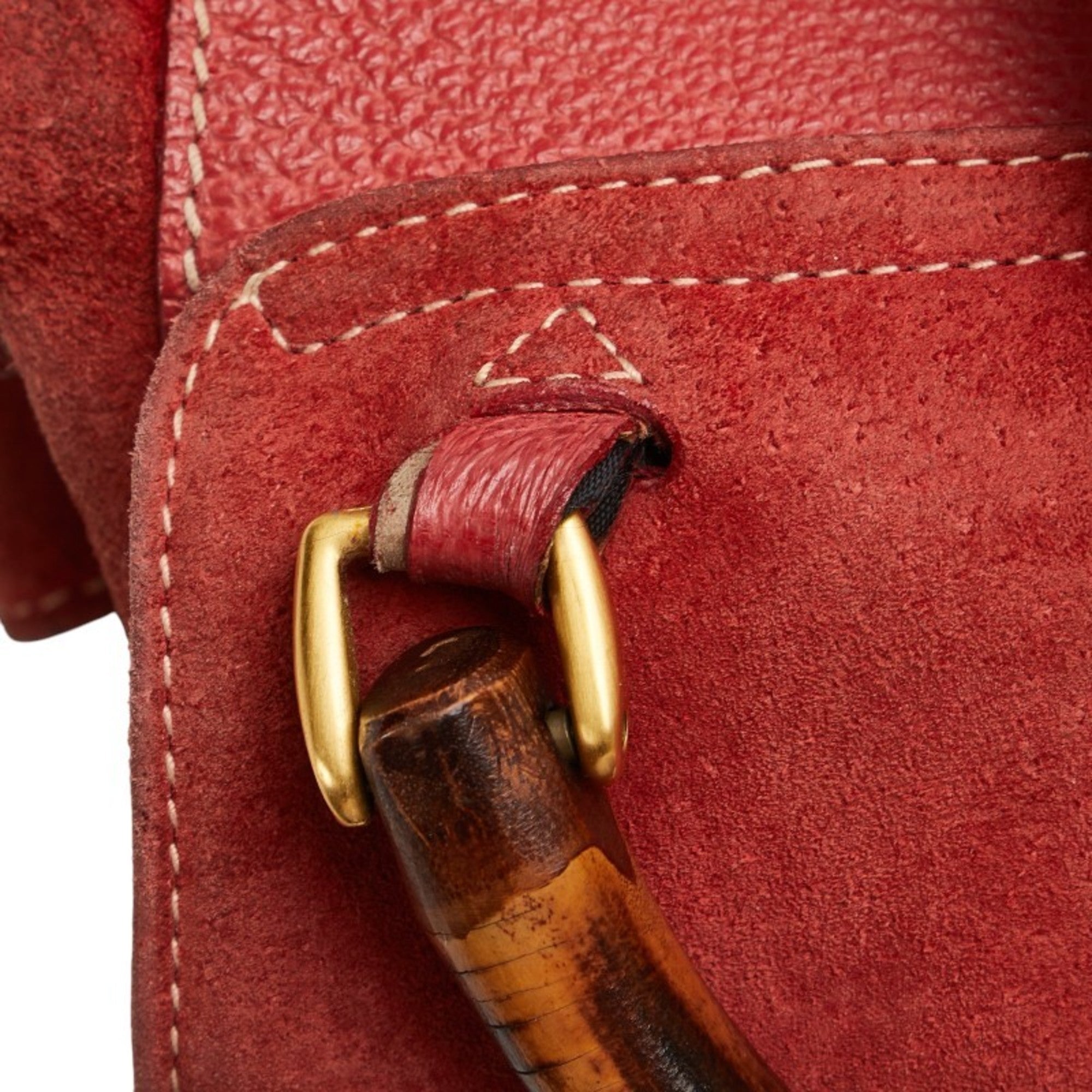 Gucci Red Brown Bamboo Leather Backpack (Pre-Owned)