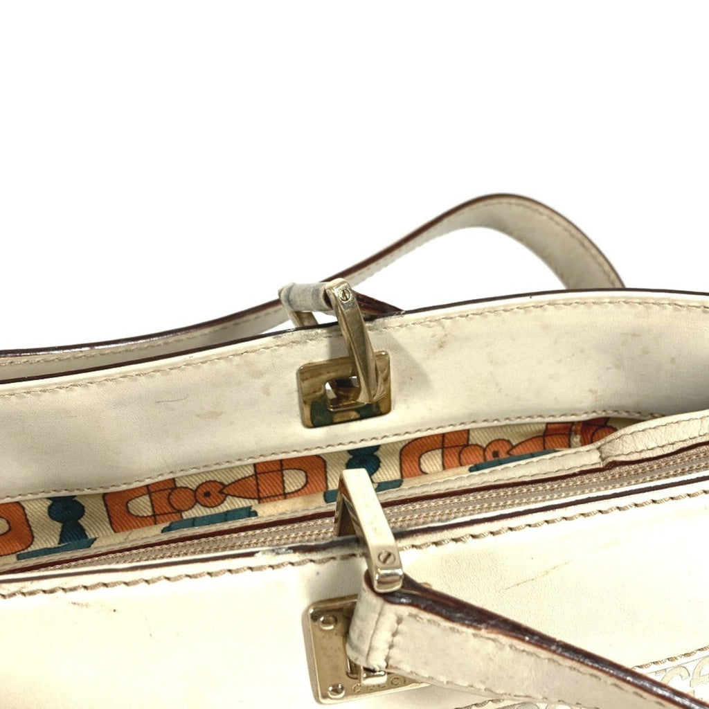 Gucci Off-White Leather Shoulder Bag Tote Bag (Pre-Owned)