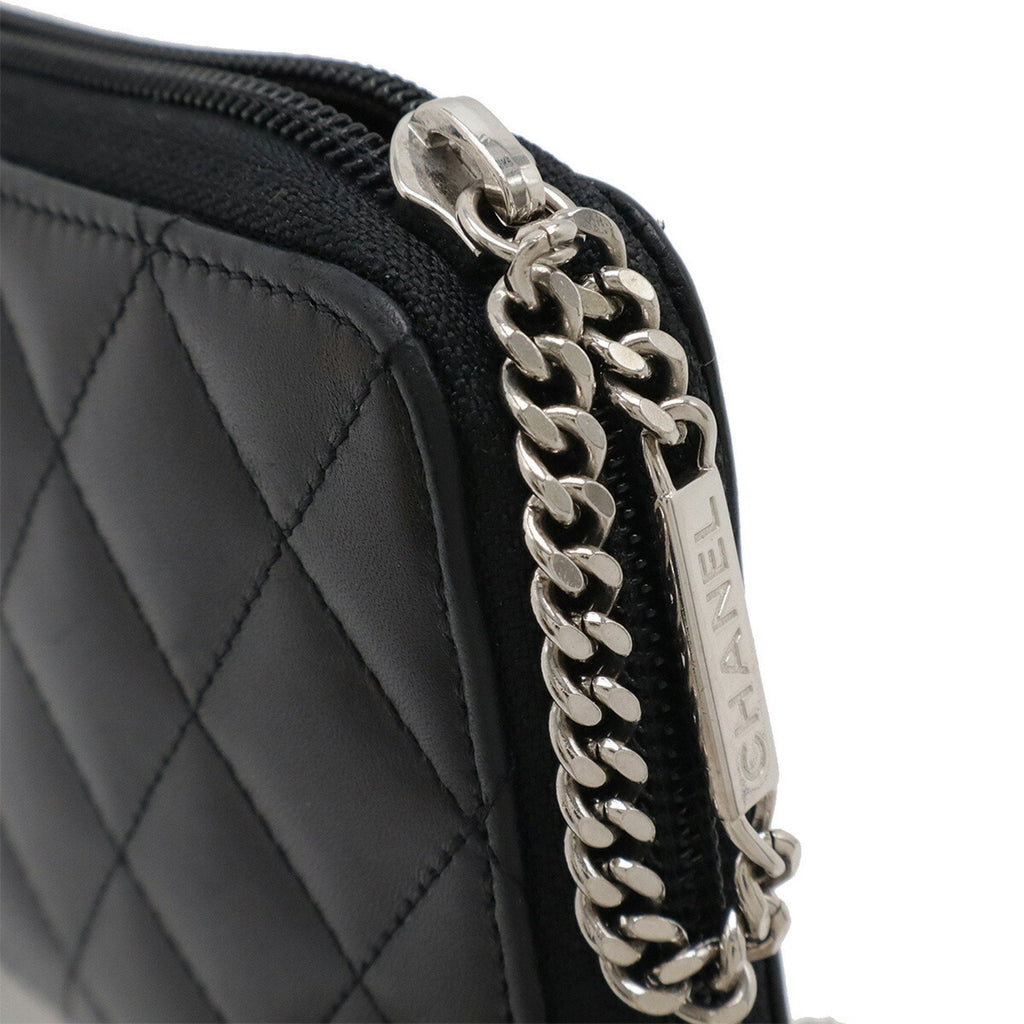 Chanel Cambon Black Pink Leather Long Wallet (Bi-Fold) (Pre-Owned)