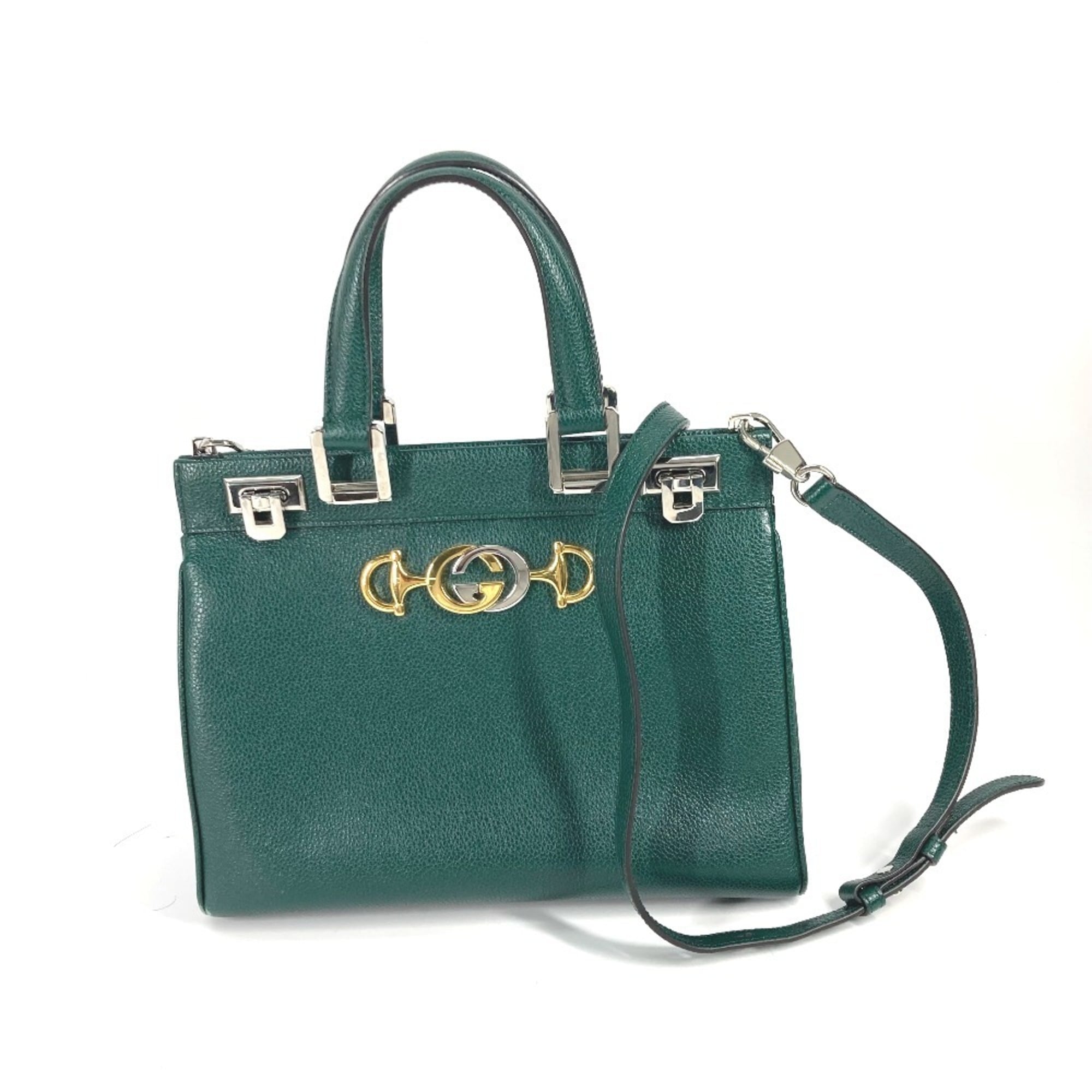 Gucci Green Leather Handbag Shoulder Bag (Pre-Owned)