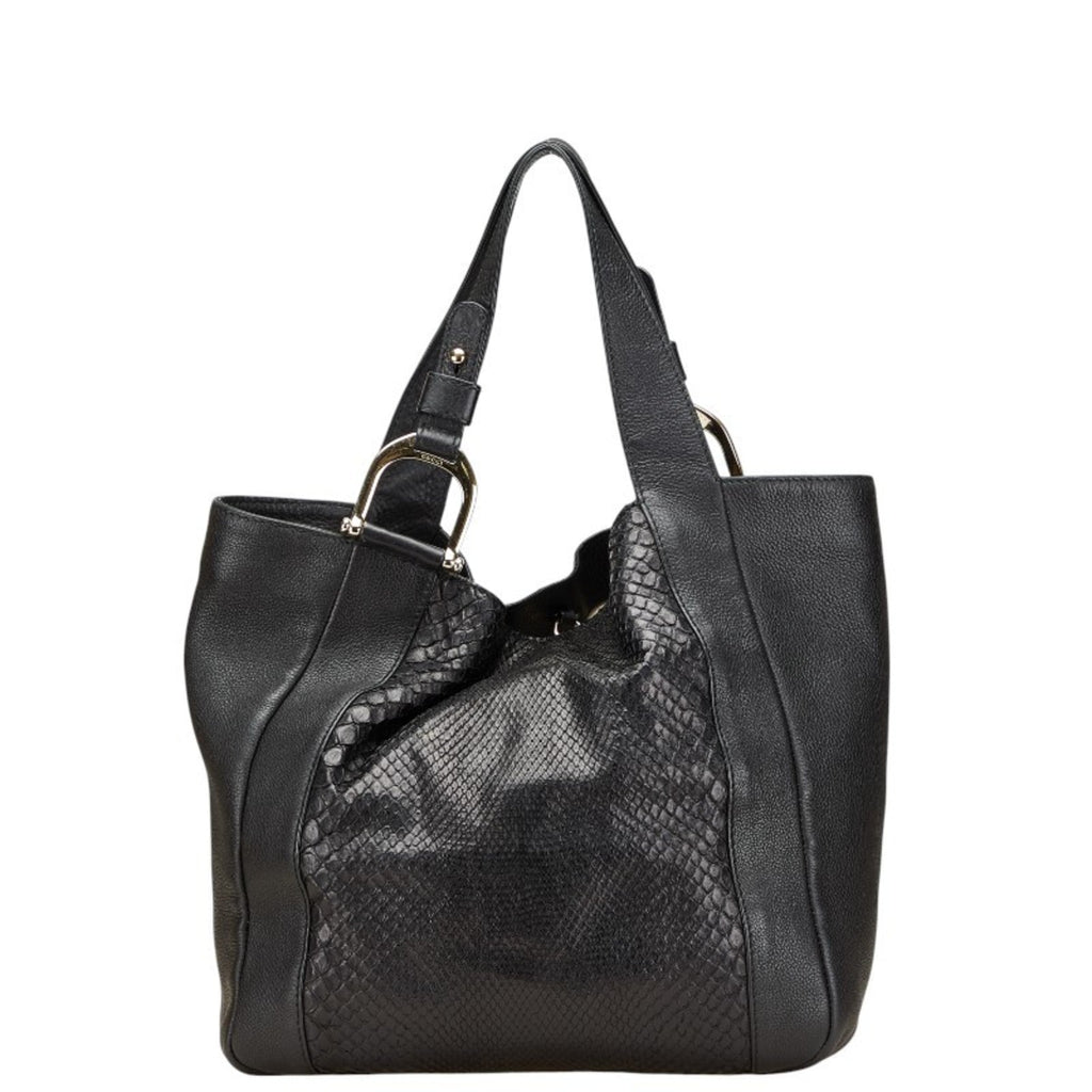 Gucci Black Leather Shoulder Bag Tote Bag (Pre-Owned)