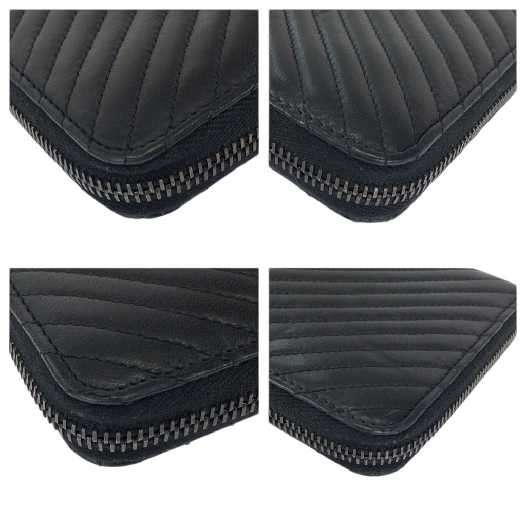 Chanel Black Leather Long Wallet (Bi-Fold) (Pre-Owned)