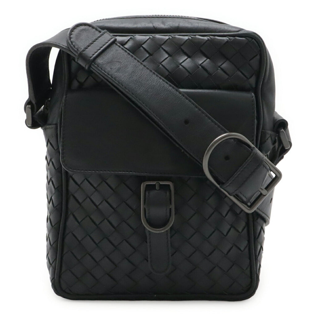Bottega Veneta Black Leather Pochette Shoulder Bag (Pre-Owned)