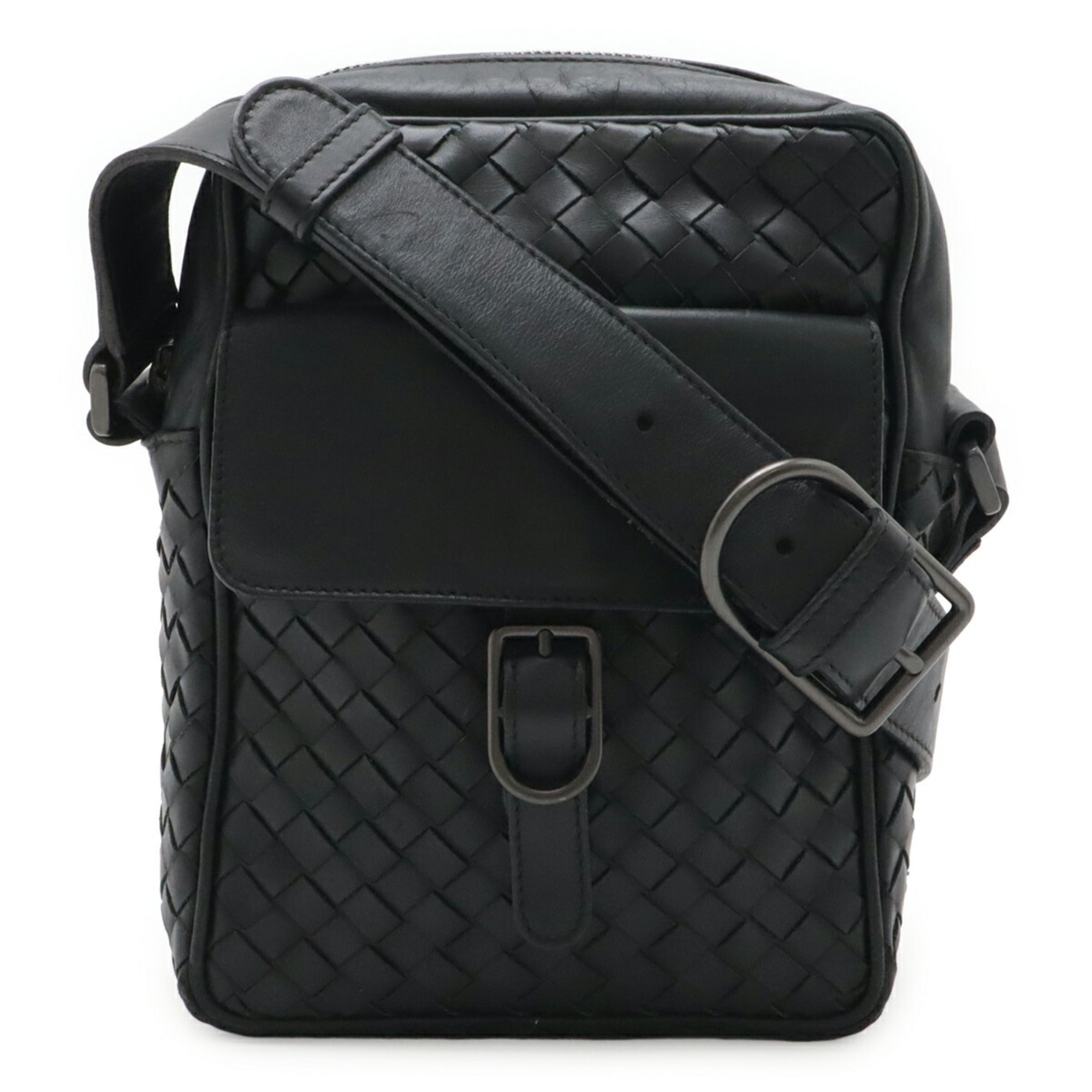 Bottega Veneta Black Leather Pochette Shoulder Bag (Pre-Owned)