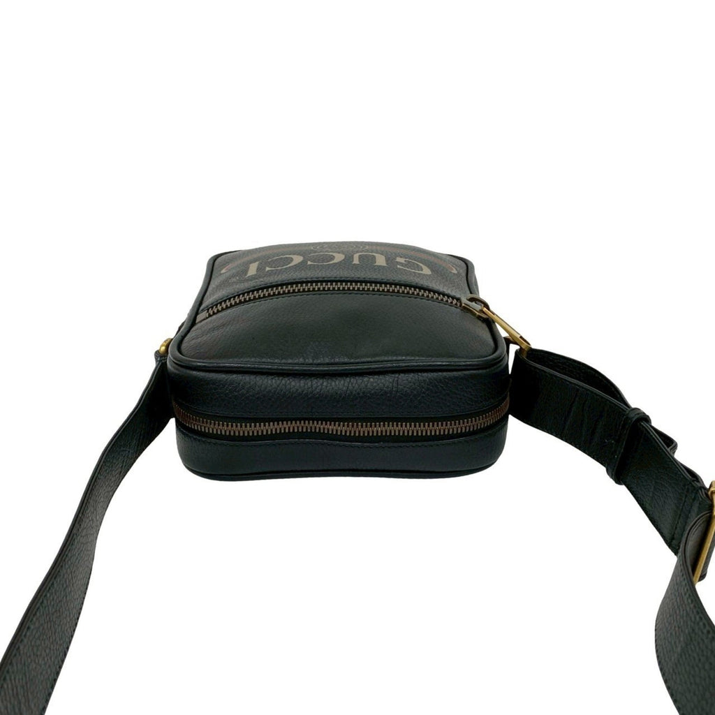 Gucci Black Green Red Color Leather Messenger Bag Pochette Shoulder Bag (Pre-Owned)